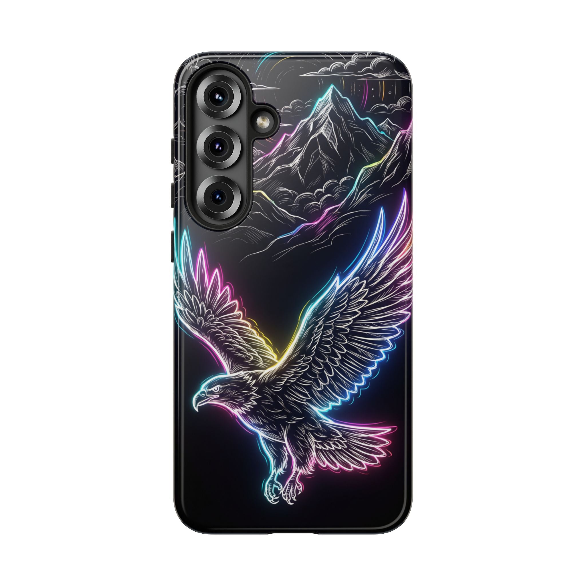 Neon Eagle Samsung Galaxy Phone Case with Mountain Design