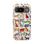 Cat Pattern Tough Google Pixel Case | Colourful Cartoon Cats