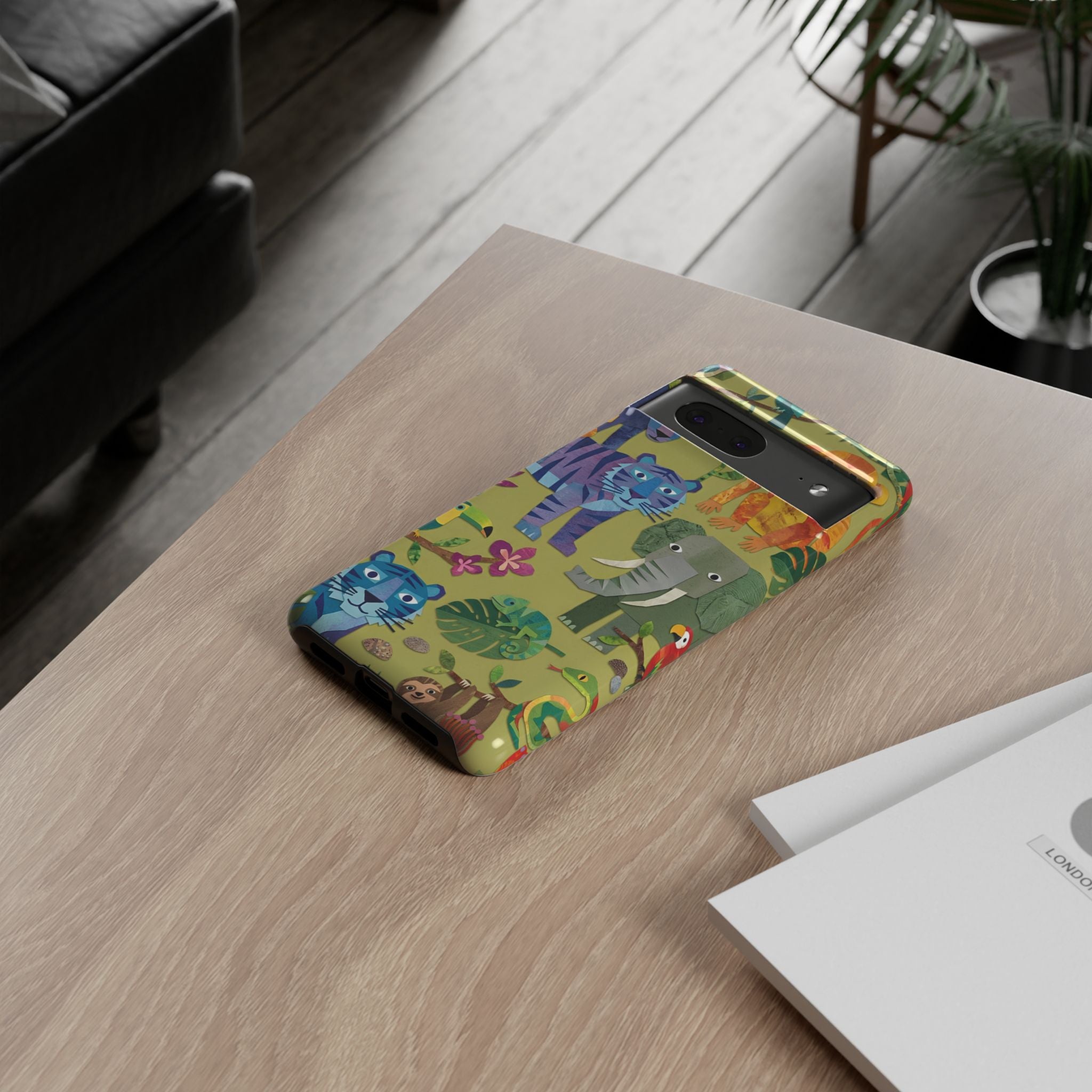 Jungle Animals Tough Google Pixel Phone Case | Colorful Tiger, Elephant & Monkey Protective Cover