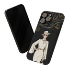 iPhone Case | Elegant Vintage Lady with Gold Floral Swirls