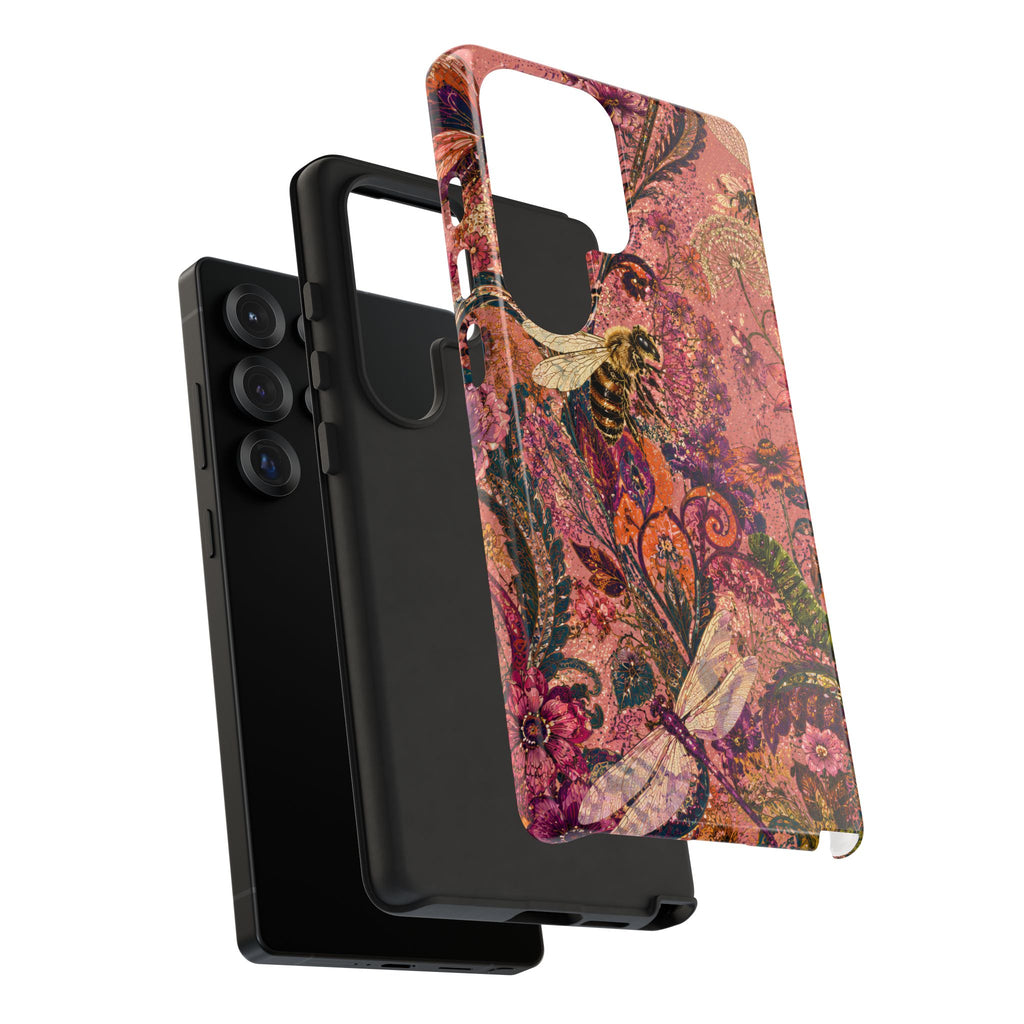 Vintage Floral Tough Samsung Galaxy Phone Case | Boho Paisley Bee Cover