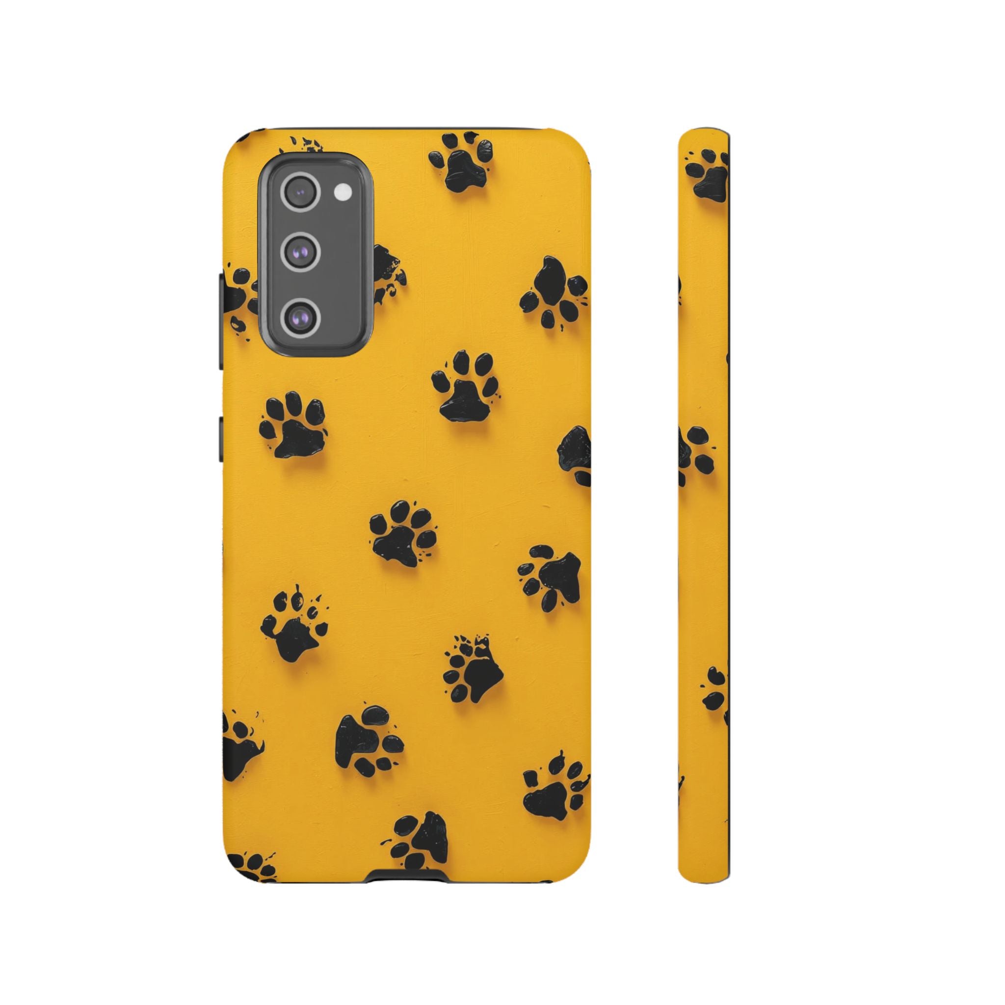 Yellow Paw Print Tough Samsung Galaxy Case — Protective Dog & Cat Lover Cover