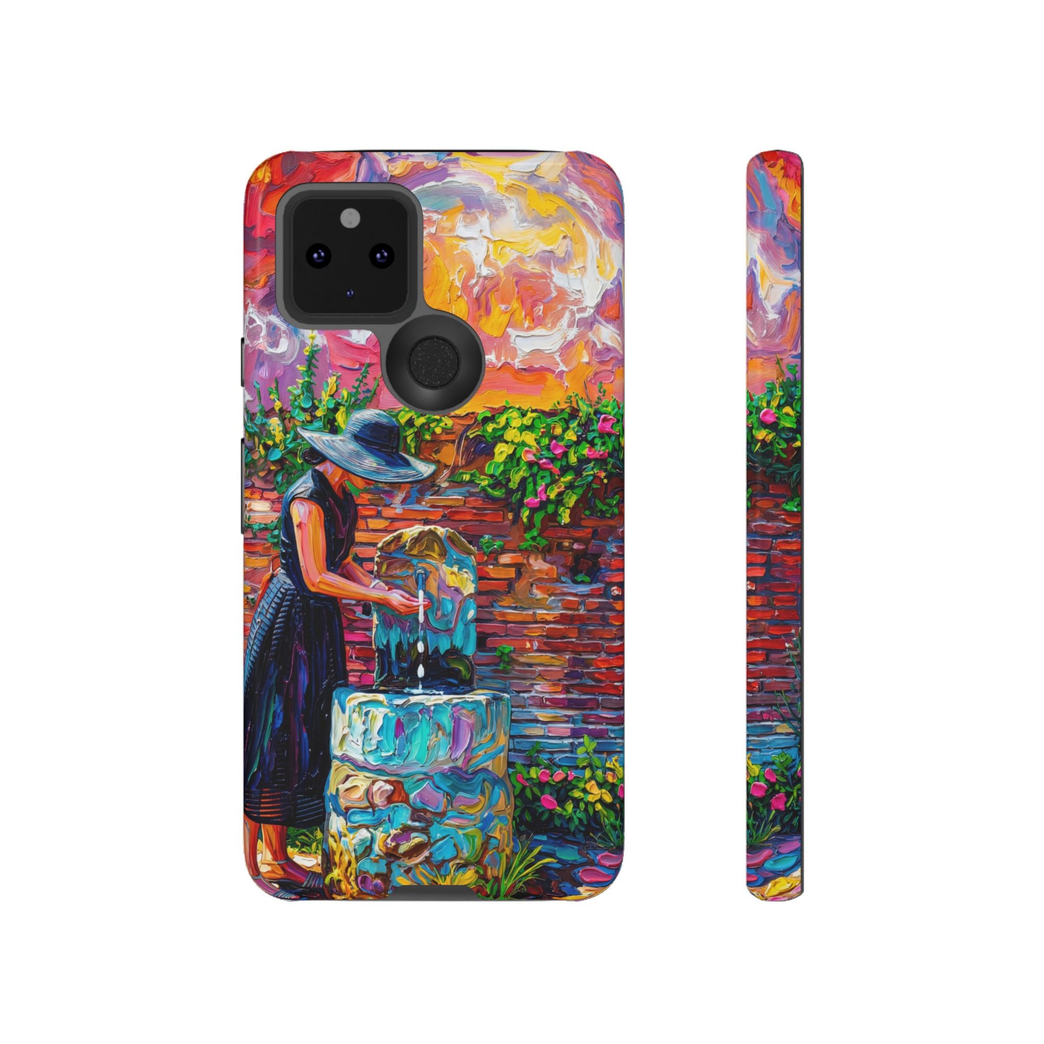 Artistic Garden Google Pixel Case | Woman at Well Colourful Impressionist Design