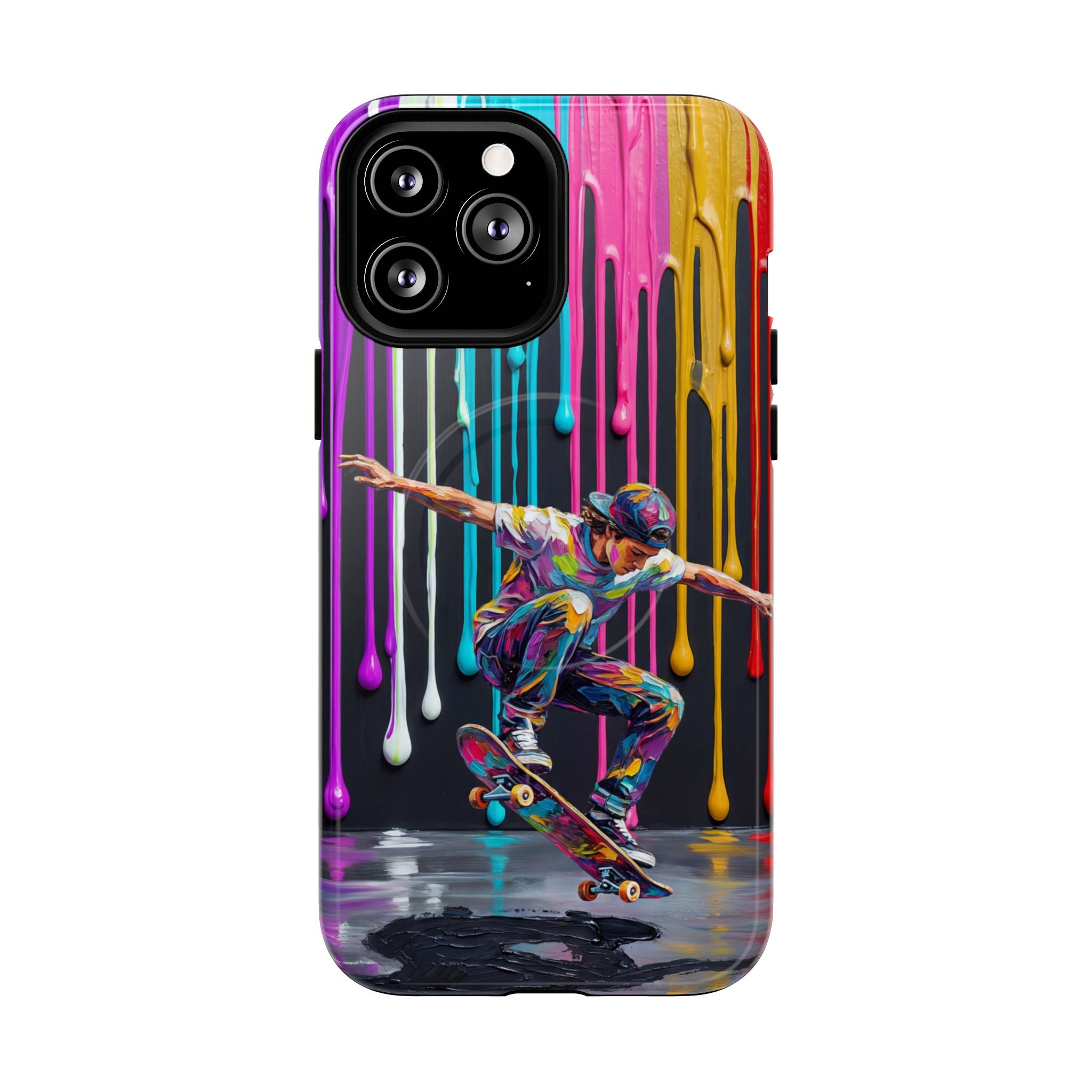 Colourful Drip Art Skateboarder Splash MagSafe iPhone Case