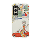 Stylish Riviera Samsung Galaxy Phone Case | Chic Retro Woman in Convertible Design