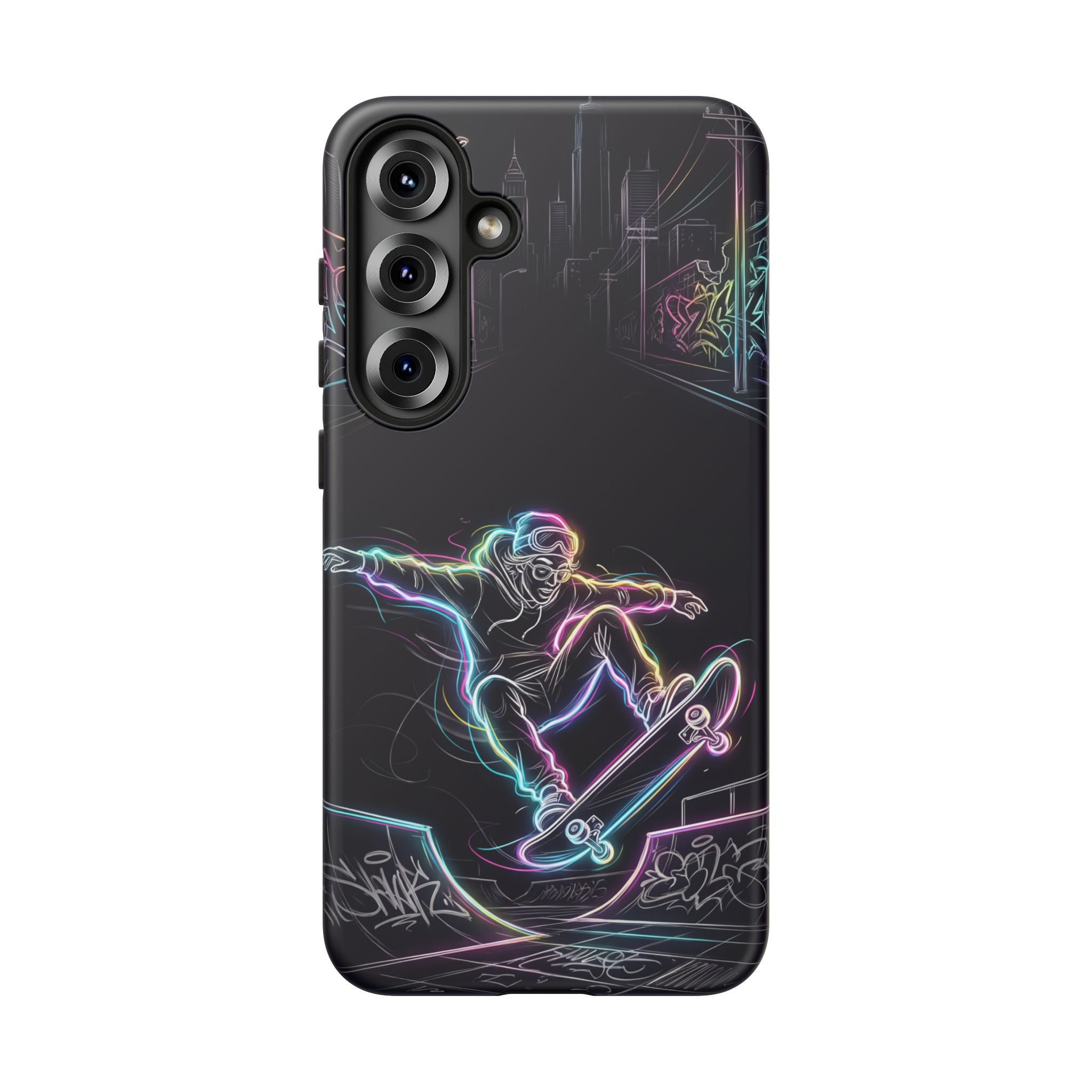 Neon Skateboard Samsung Galaxy Phone Case | Glow Skatepark Protective Cover