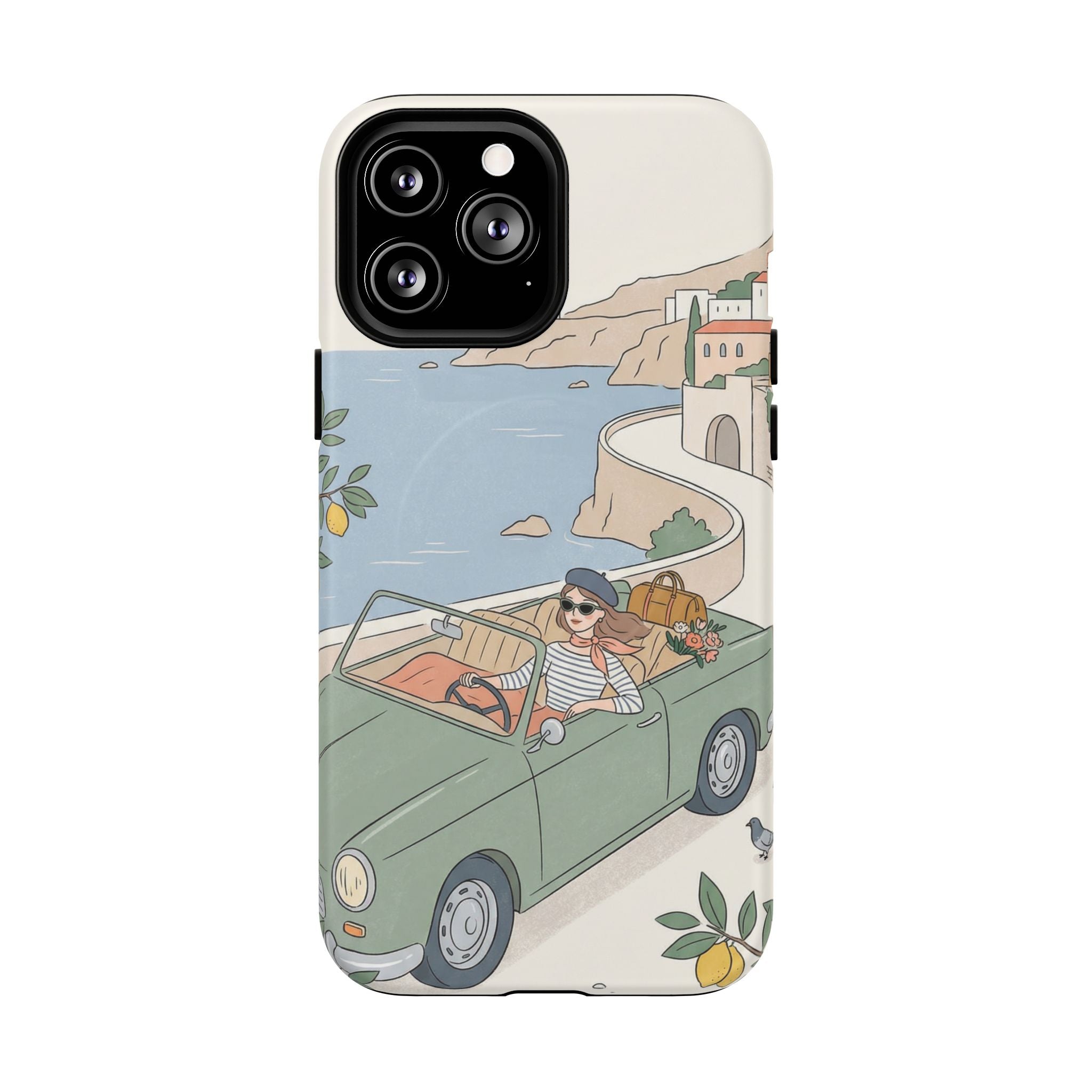 Retro Coastal Road Trip Design MagSafe iPhone Case