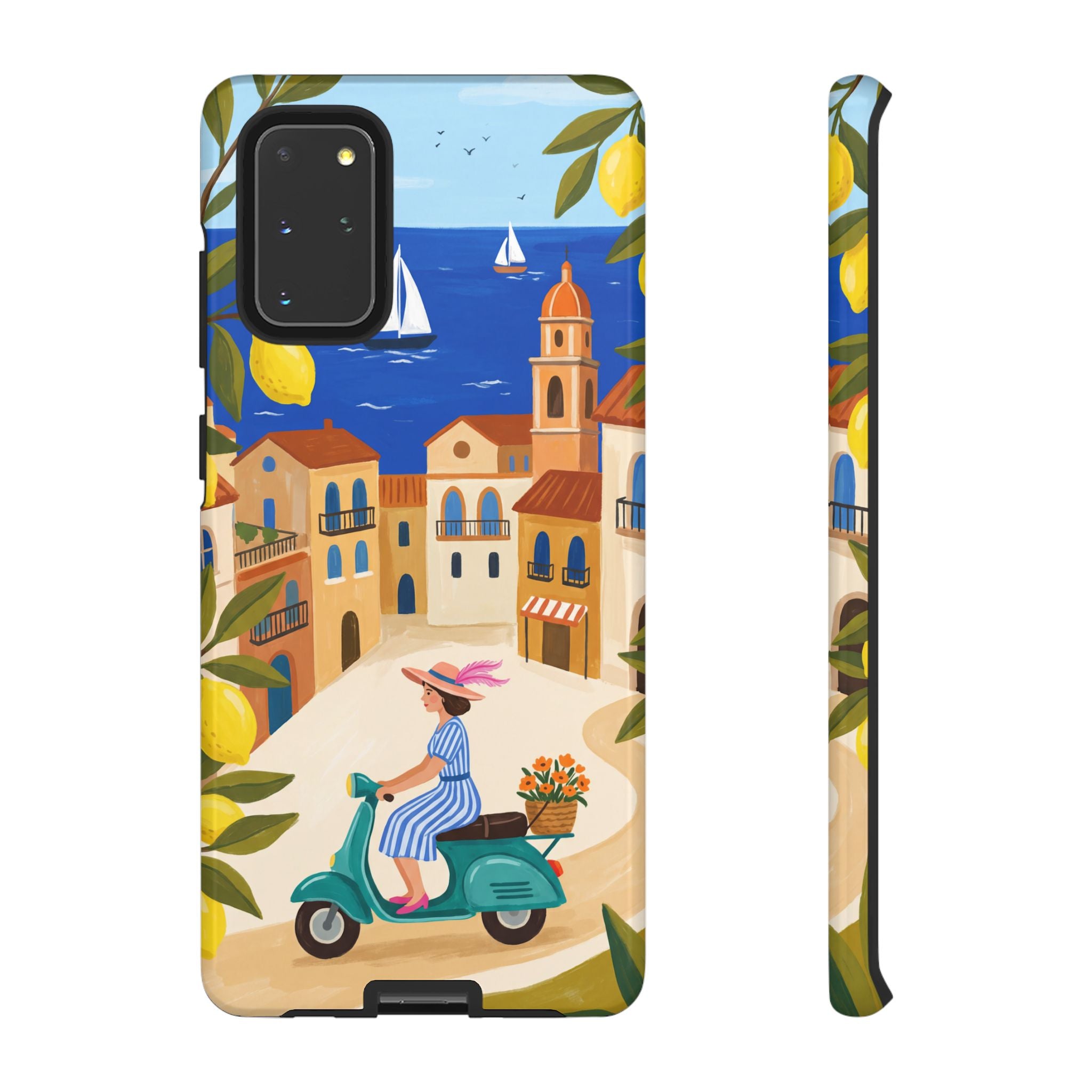 Mediterranean Scooter Samsung Galaxy Phone Case | Coastal Lemon Grove Design