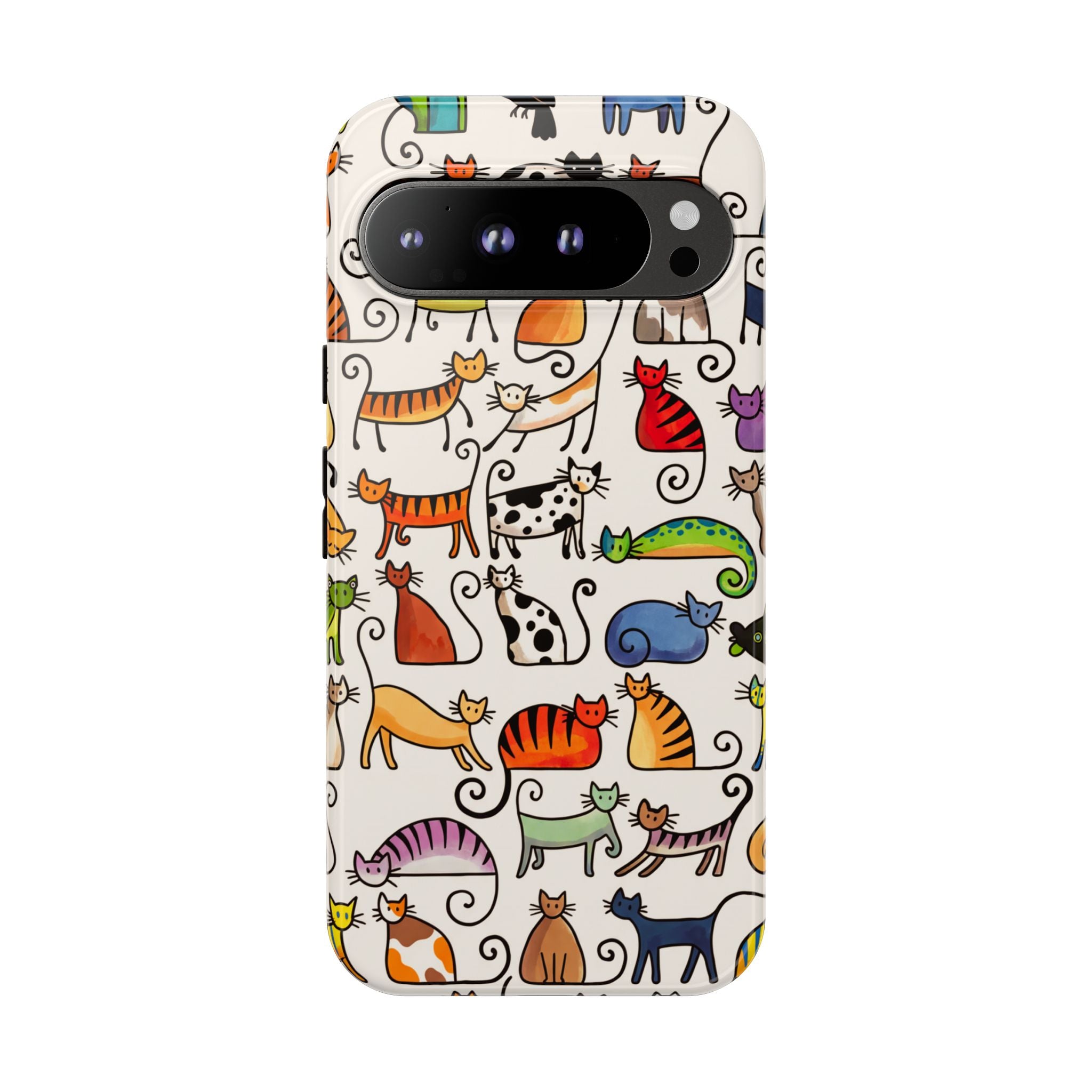 Cat Pattern Tough Google Pixel Case | Colourful Cartoon Cats