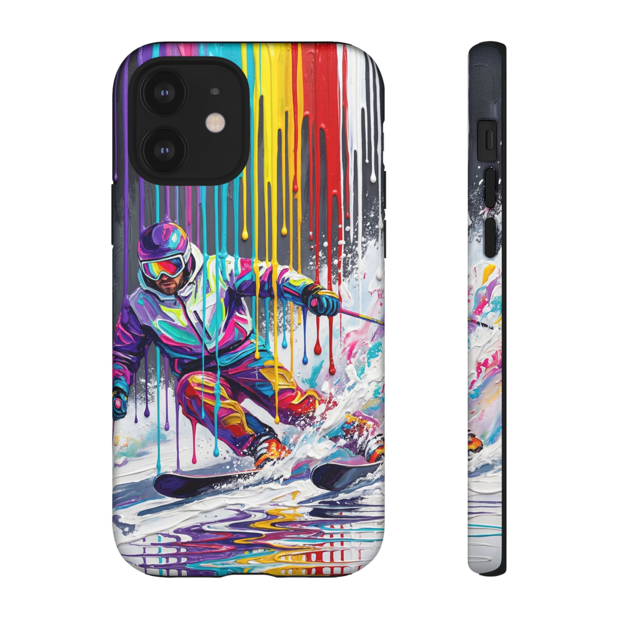 Colourful Skiing Drip Art Tough iPhone Case