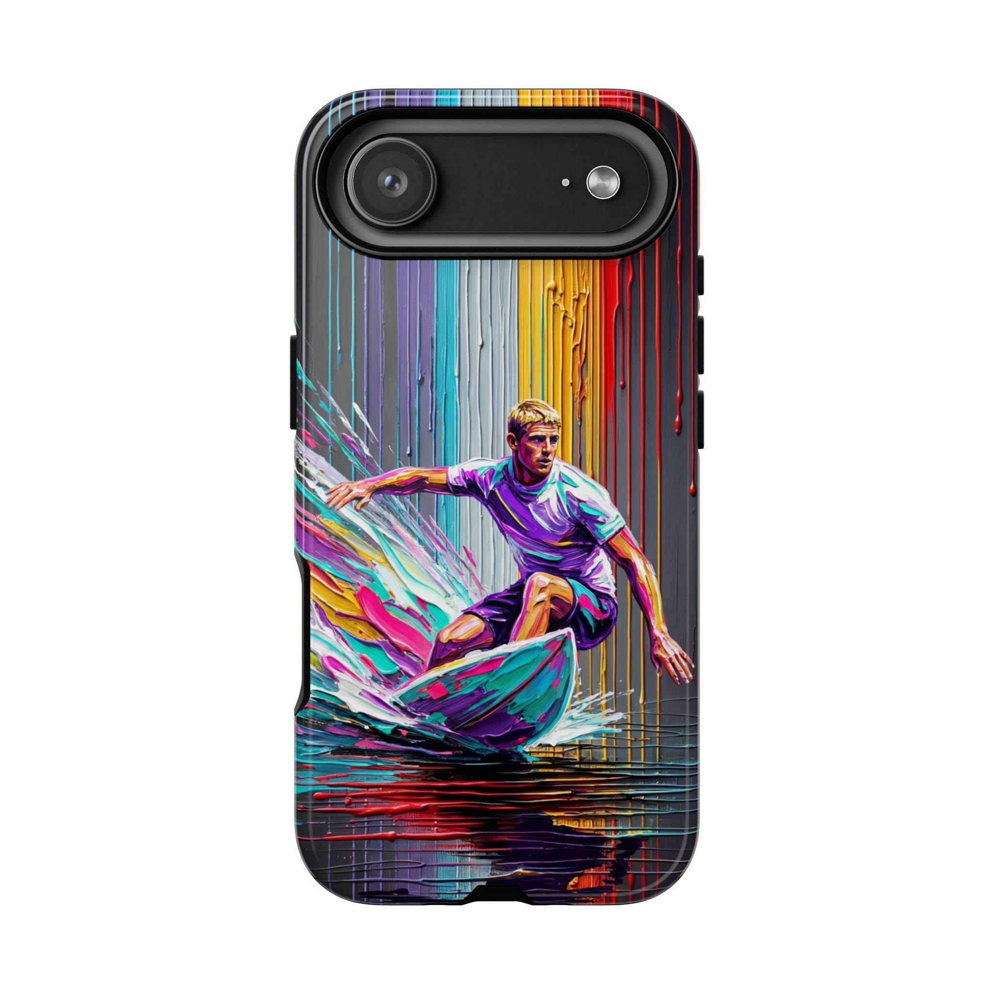 Surfing Art iPhone Case | Colourful Wave Surfer Protective Cover