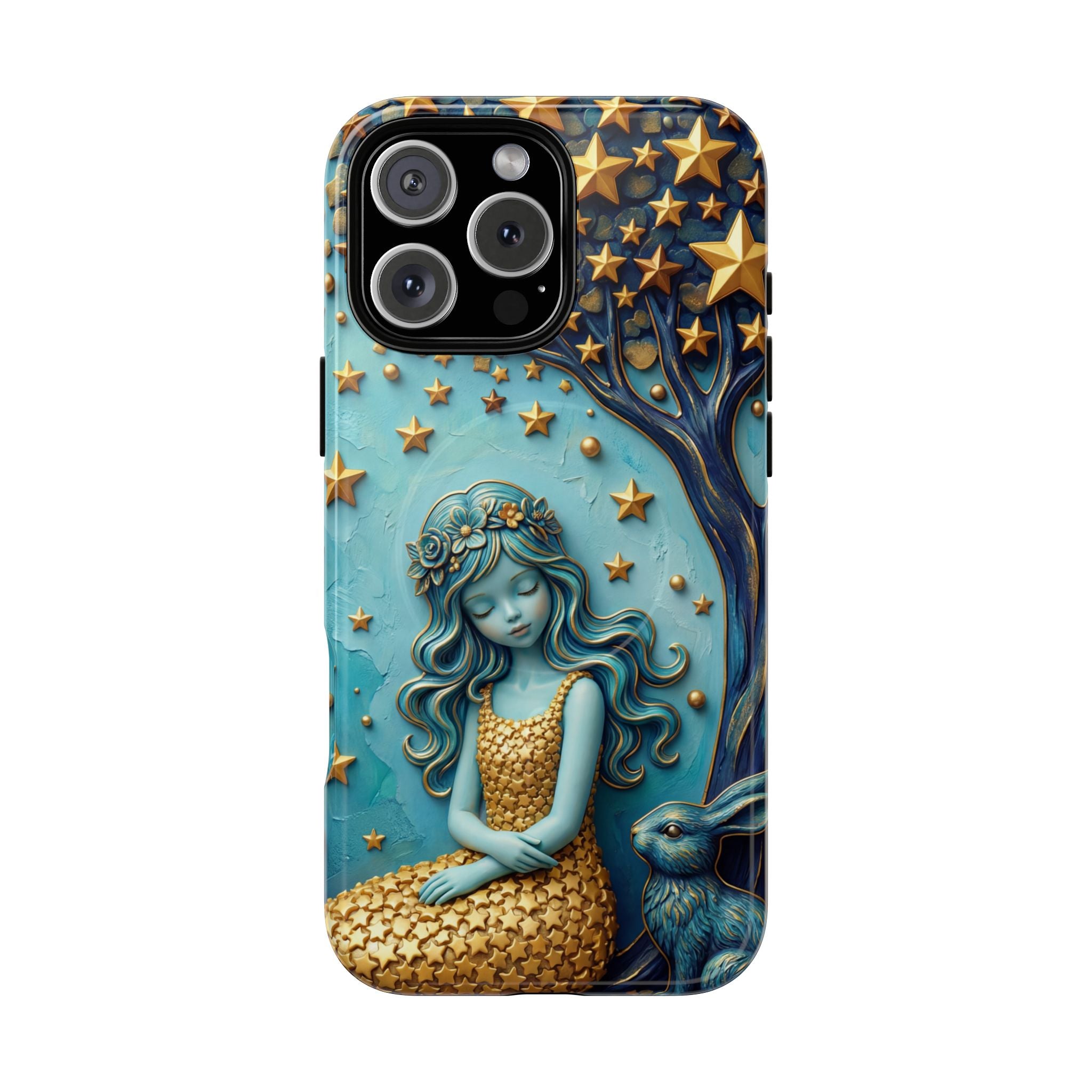 Custodia rigida MagSafe per iPhone Dreamy Maiden Under Starry Sky