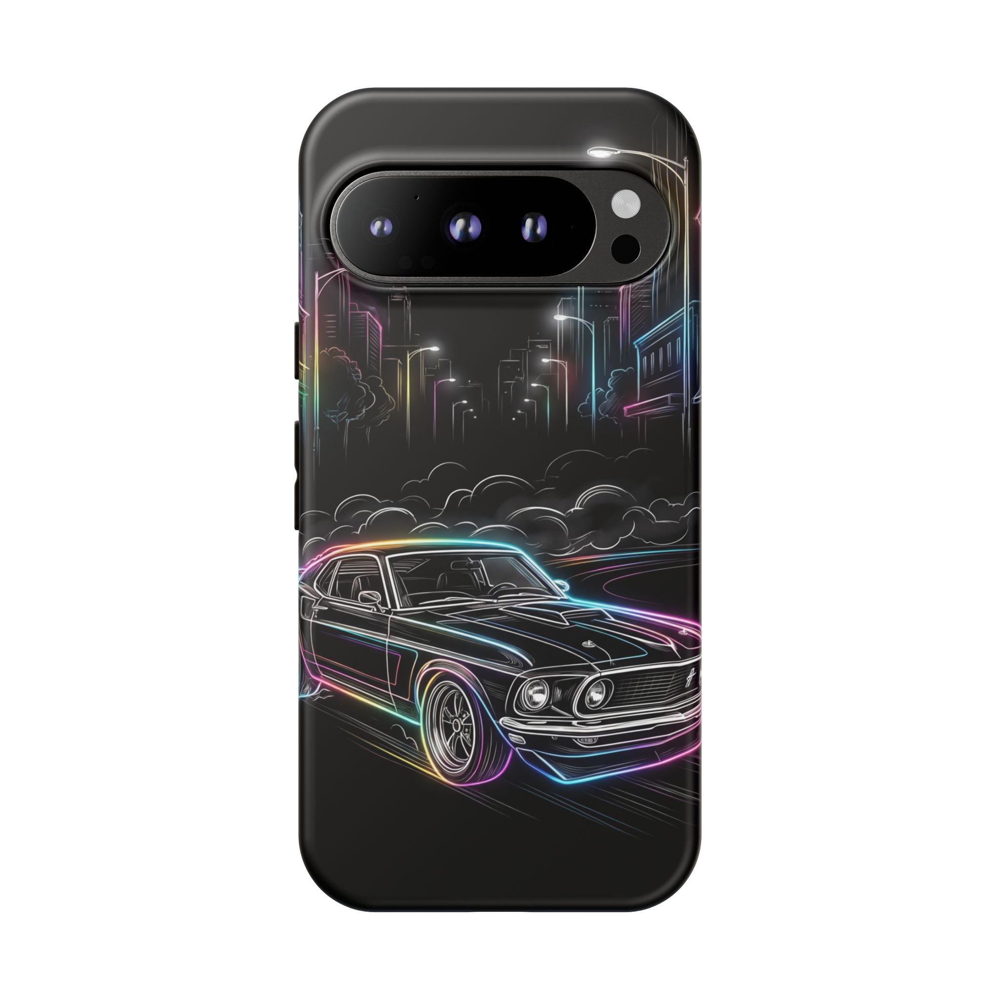 Neon Muscle Car Google Pixel Phone Case | Retro City Nightscape