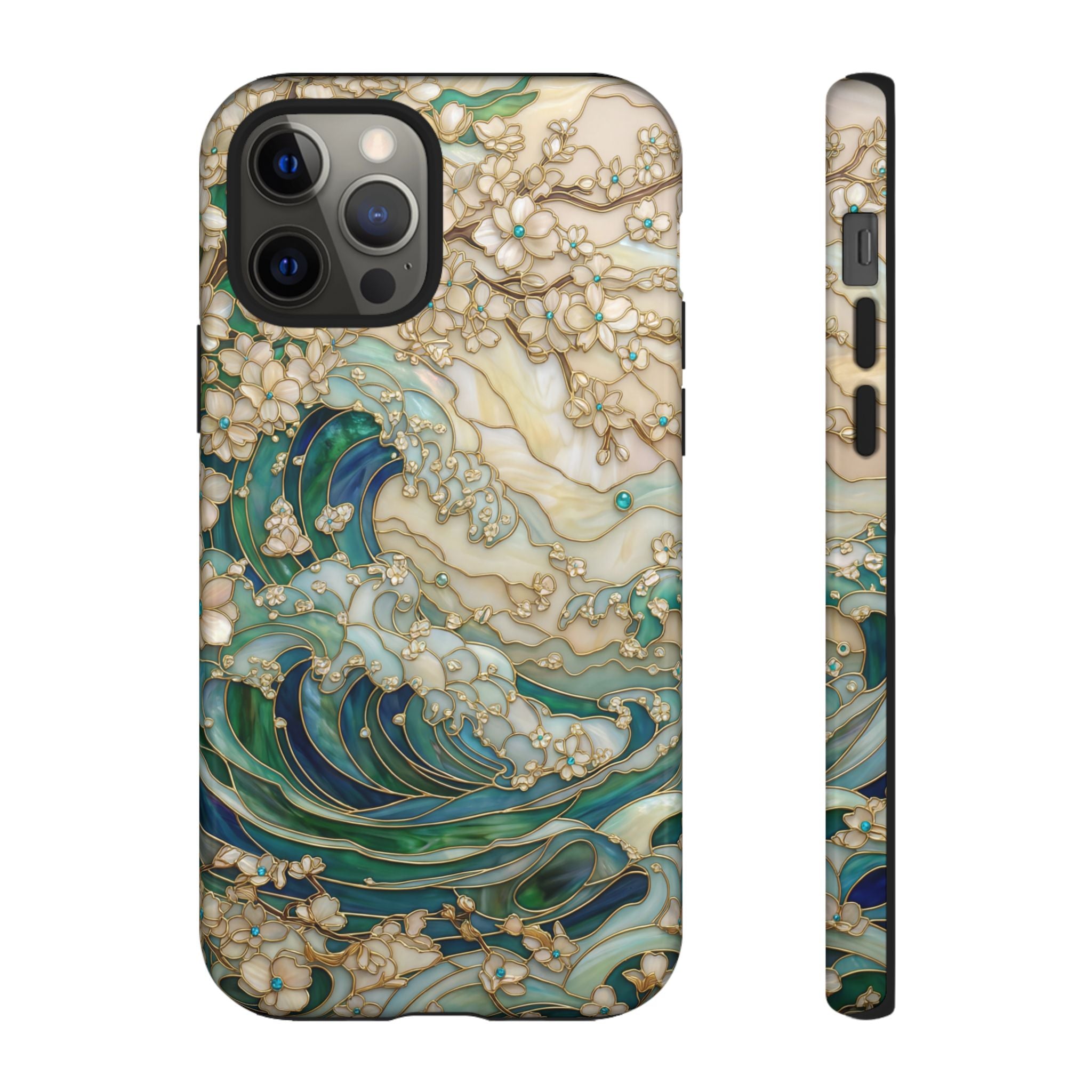 Elegant Ocean Wave Floral Art iPhone Case