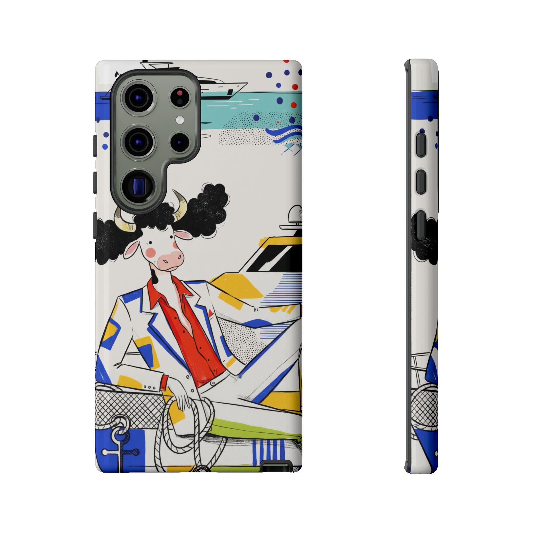 Nautical Cow Graphic Protective Samsung Galaxy Phone Case