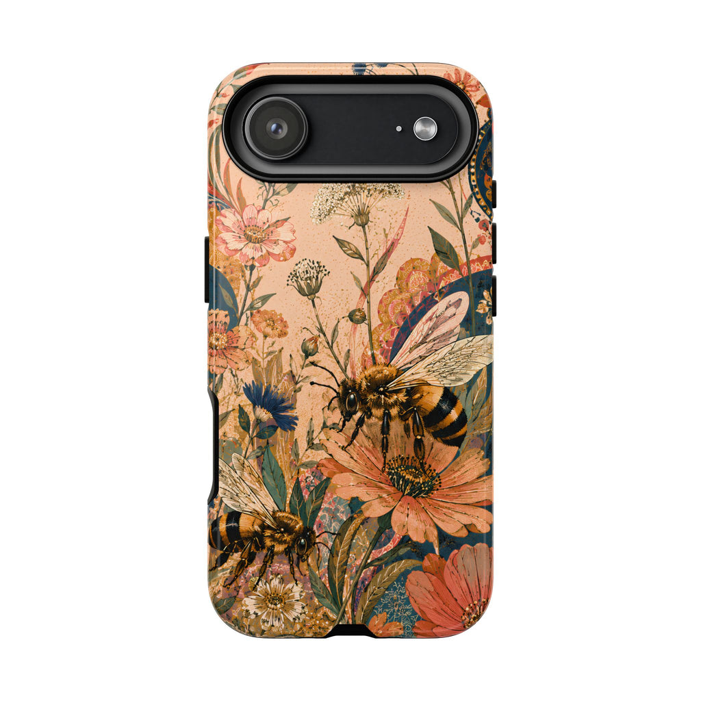 Honeybee Tough iPhone Case | Vintage Botanical Flower Cover