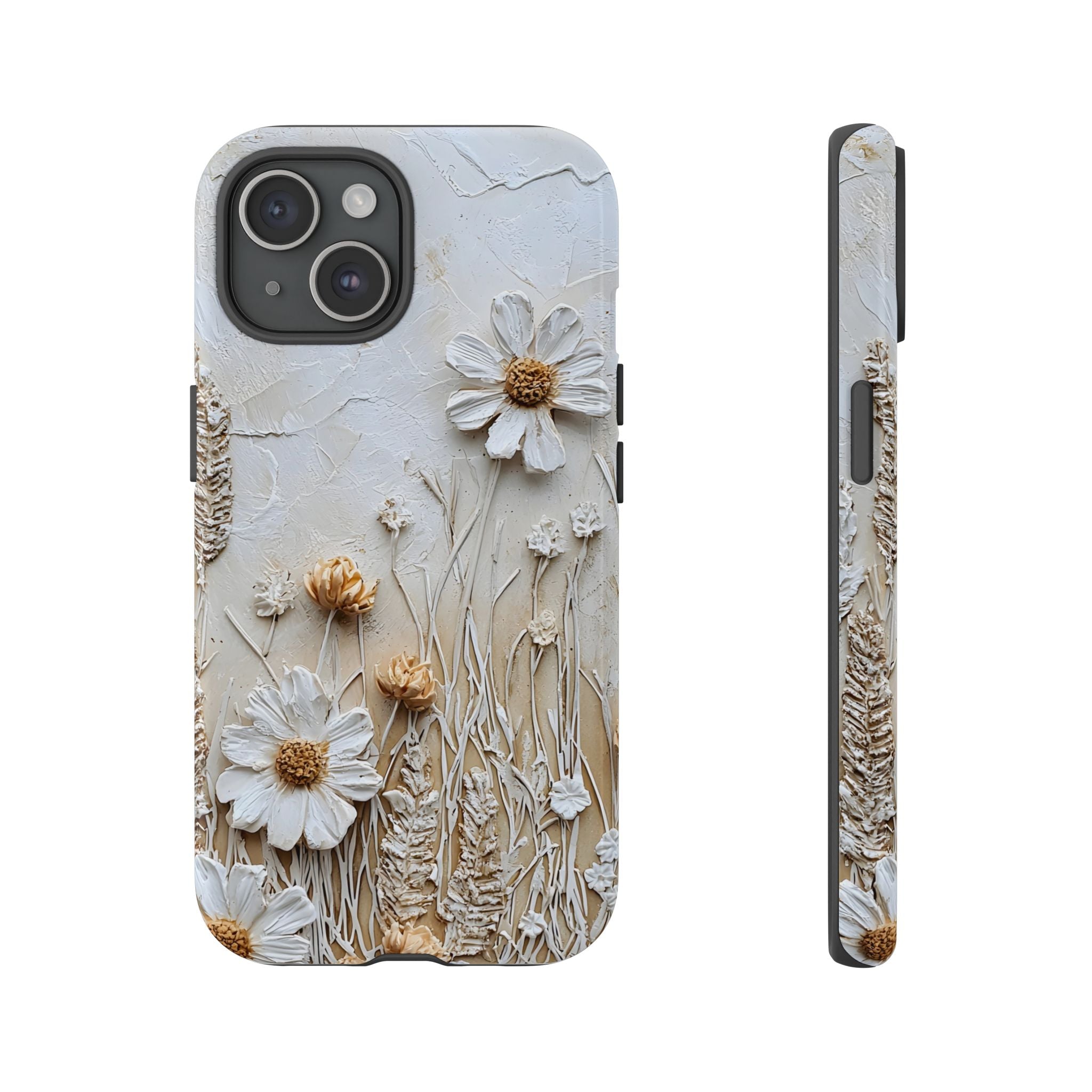 Textured Daisy Art Floral Relief iPhone Case