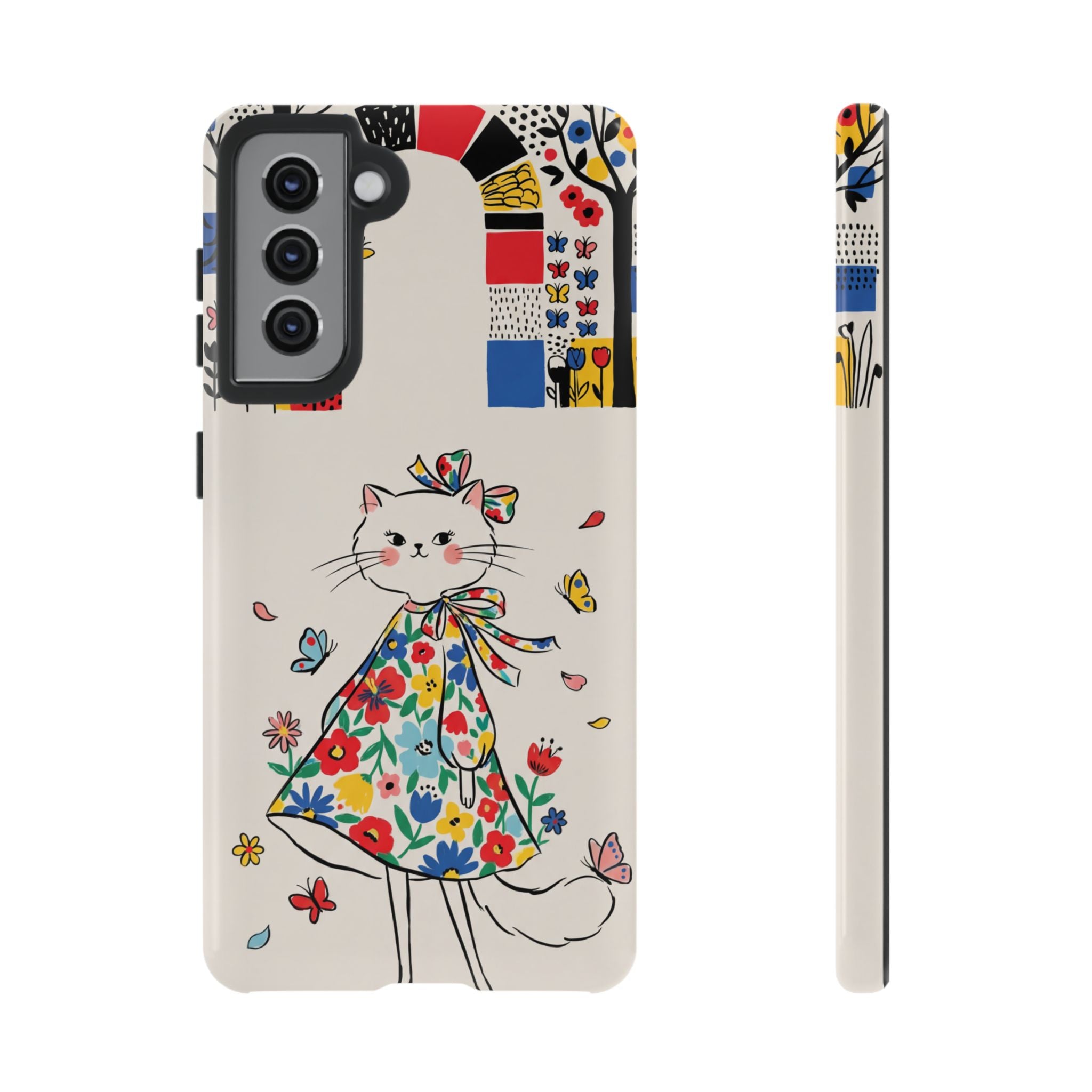 Floral Kitty Samsung Galaxy Phone Case | Cute Cat