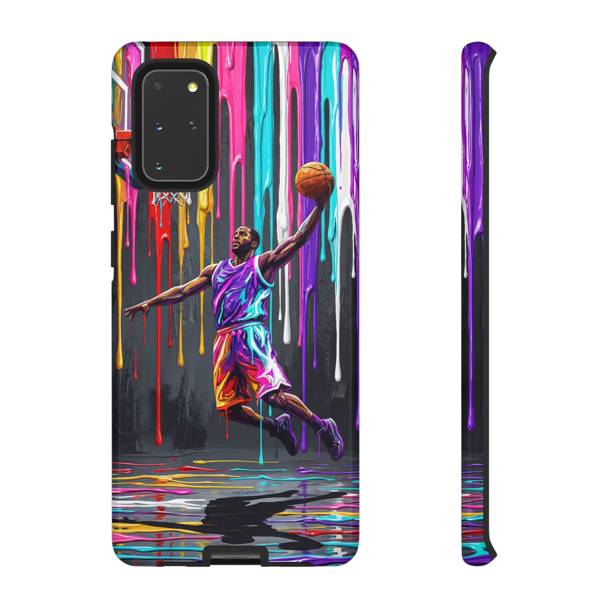 Color Splash Basketball Samsung Galaxy Phone Case | Vibrant Drip Dunk Design