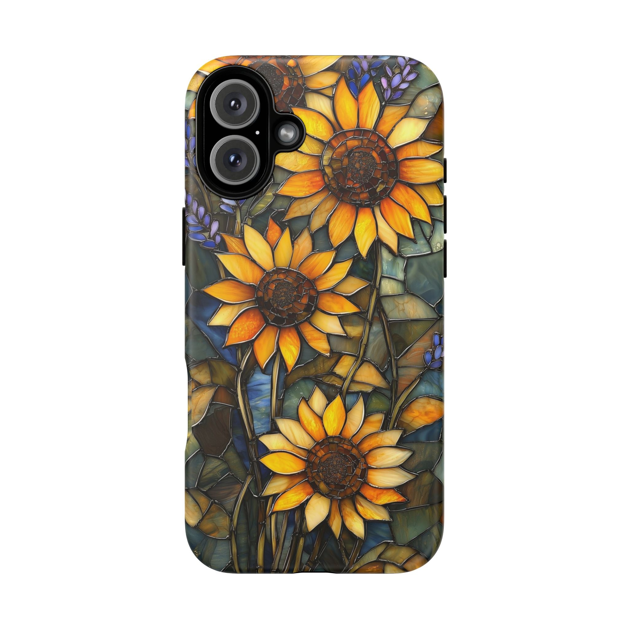 Sunflower Stained Glass Tough iPhone Case | Floral Protective Cover