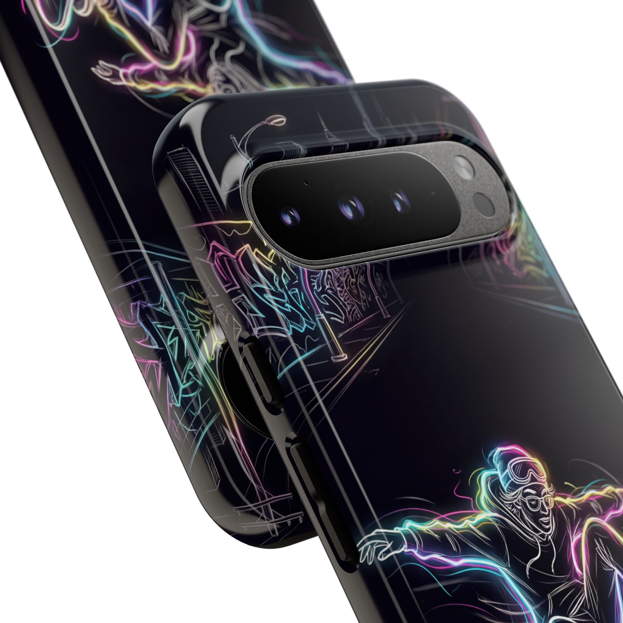 Neon Skateboard Google Pixel Phone Case | Glow Skatepark Protective Cover