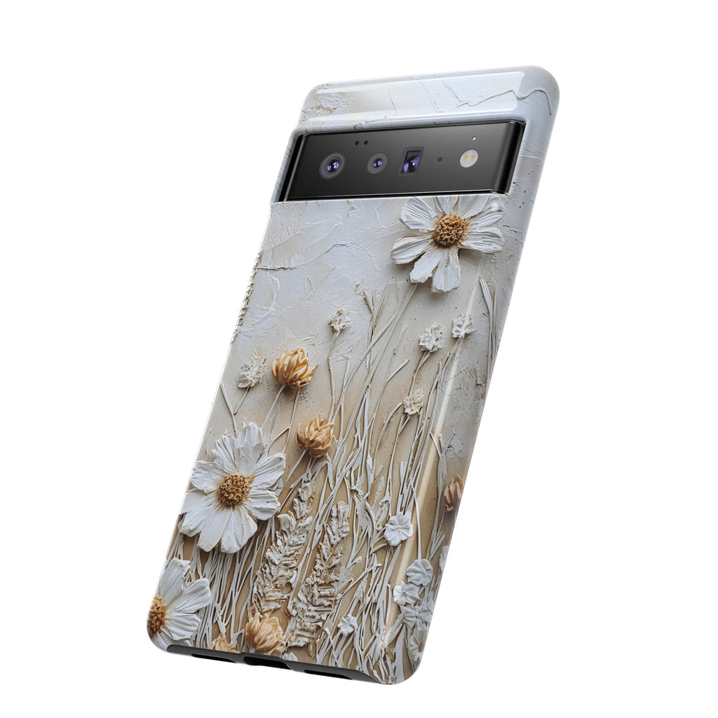 Textured Daisy Art Floral Relief Google Pixel Case