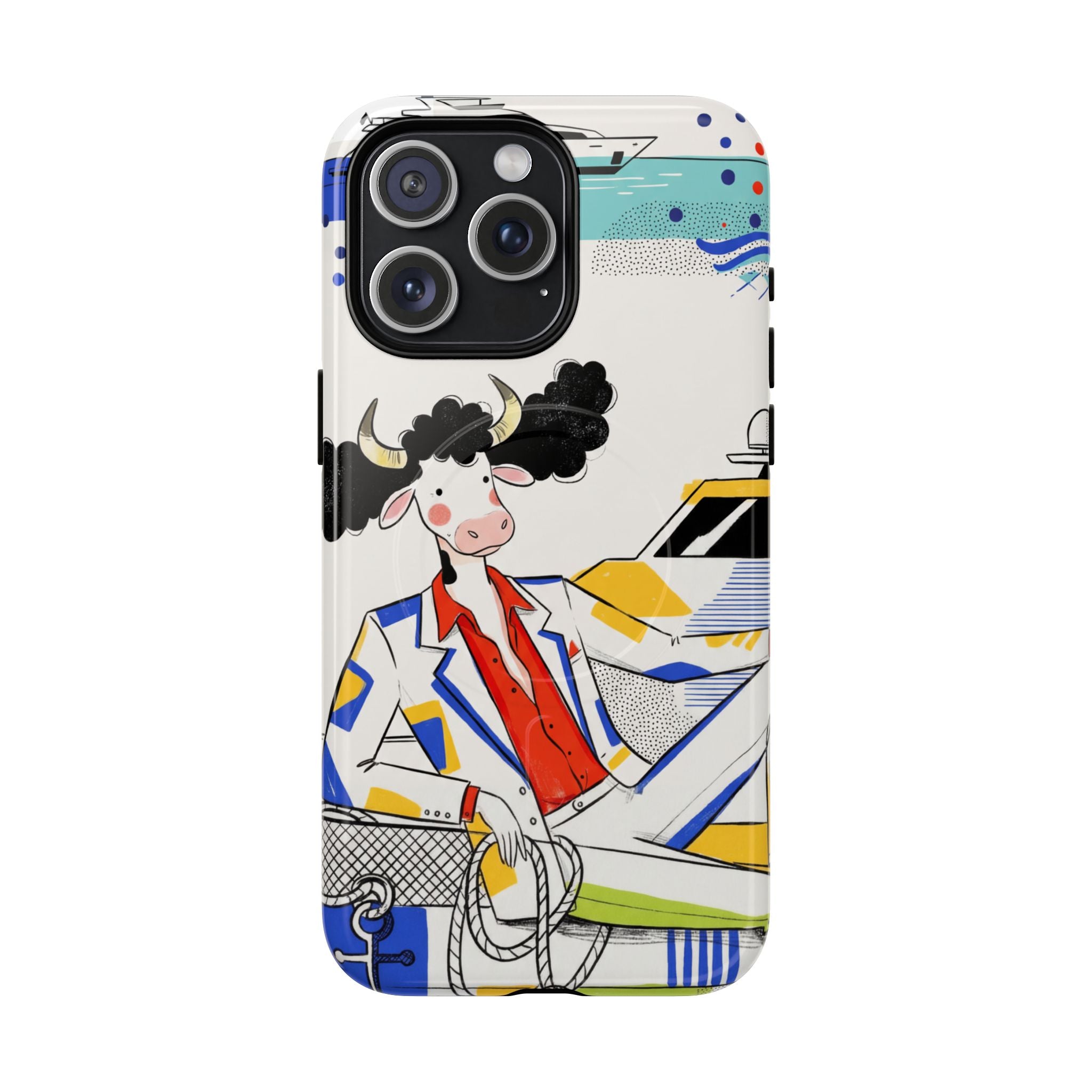 Nautical Cow Graphic Protective MagSafe iPhone Case