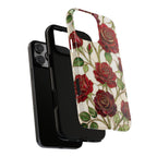Custodia rigida per iPhone con motivo a rosa rossa — Protezione floreale vintage per iPhone