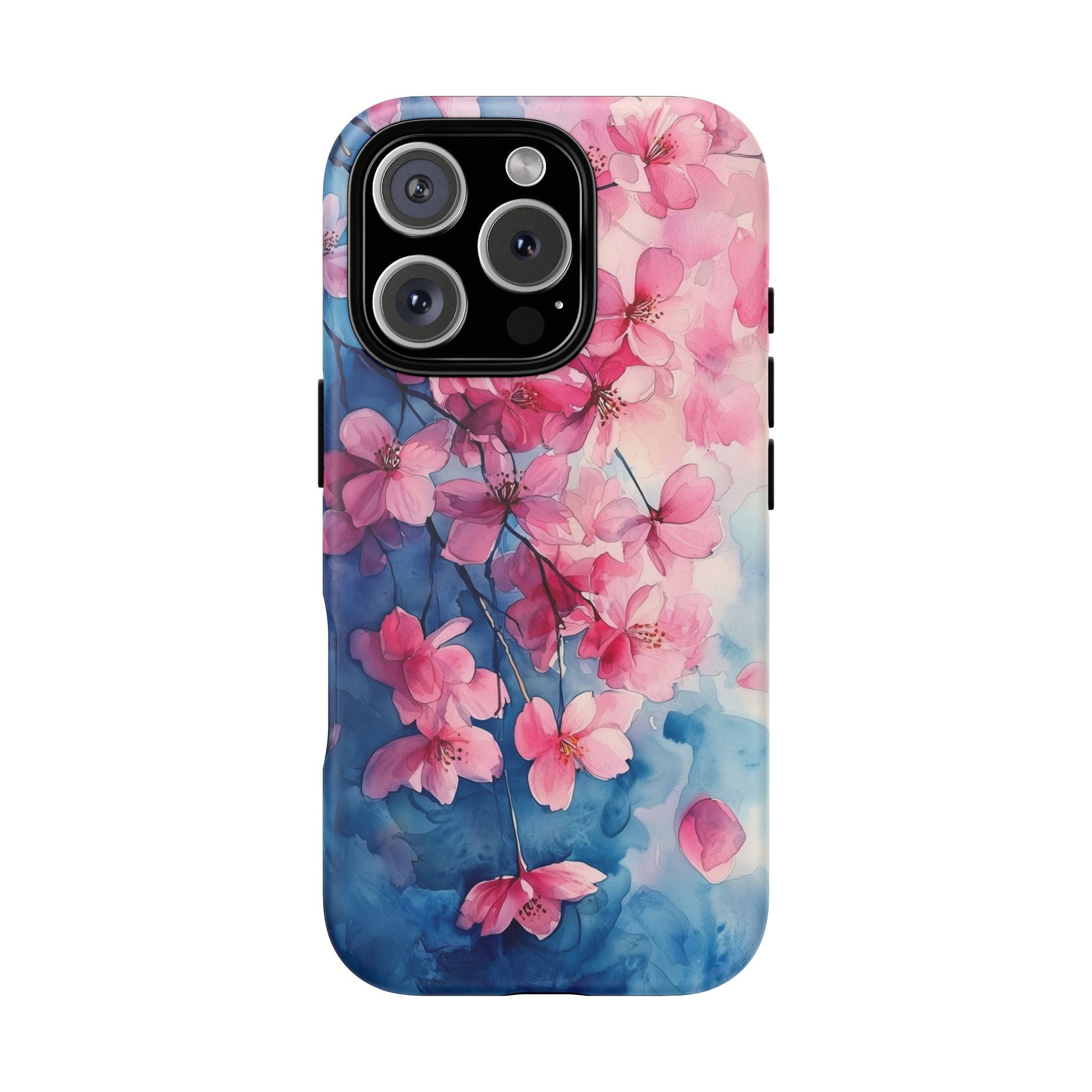 Floral Cherry Blossom iPhone Case | Pink Blue Watercolour
