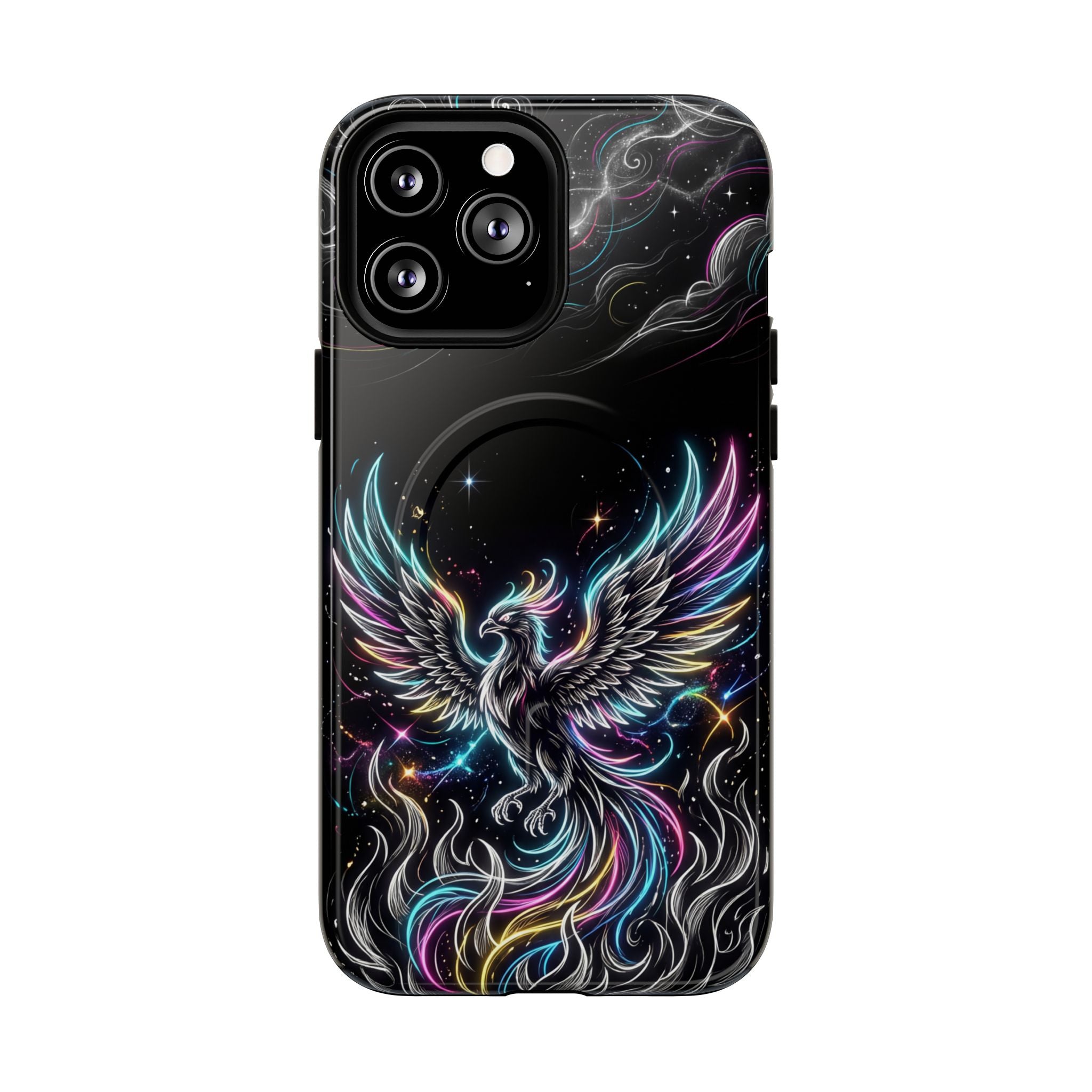 Colorful Neon Phoenix Tough MagSafe iPhone Case