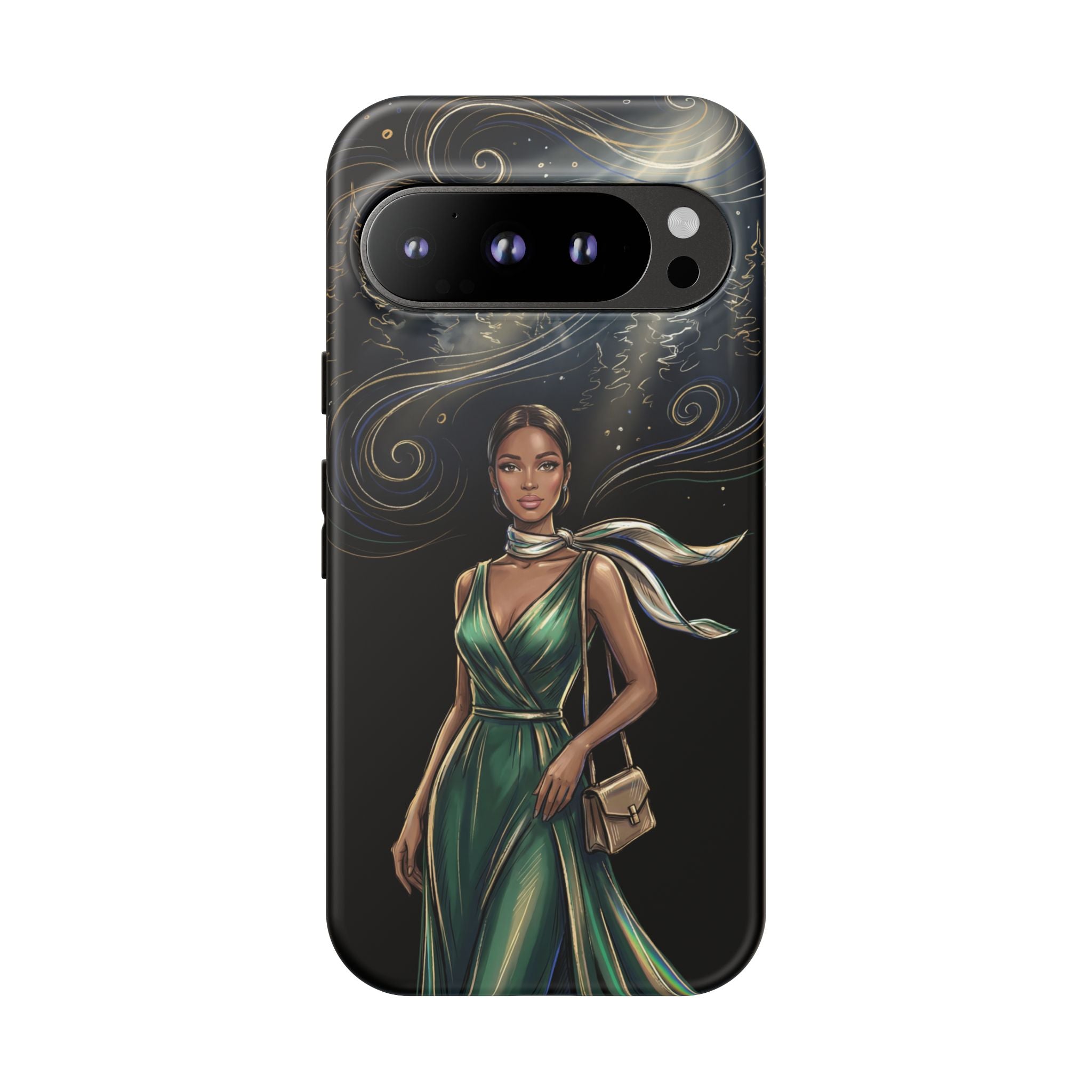 Elegant Woman in Green Dress Art Protective Tough Google Pixel Phone Case