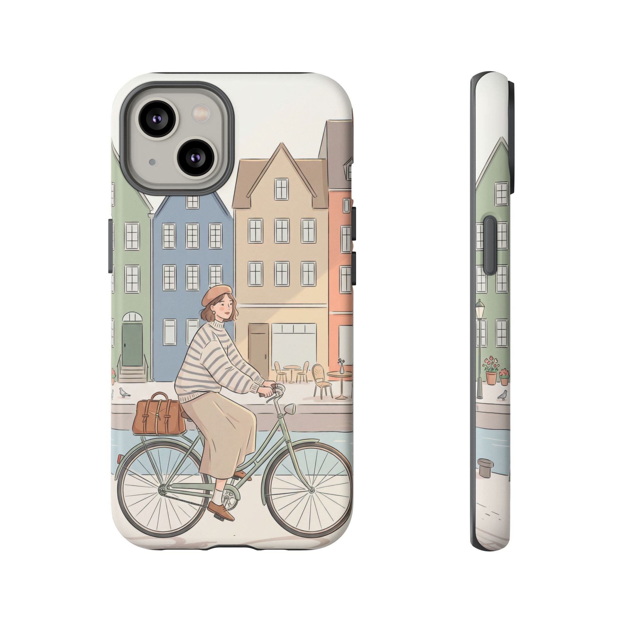 City Bike iPhone Case | Cozy European Street Illustration Tough Cases