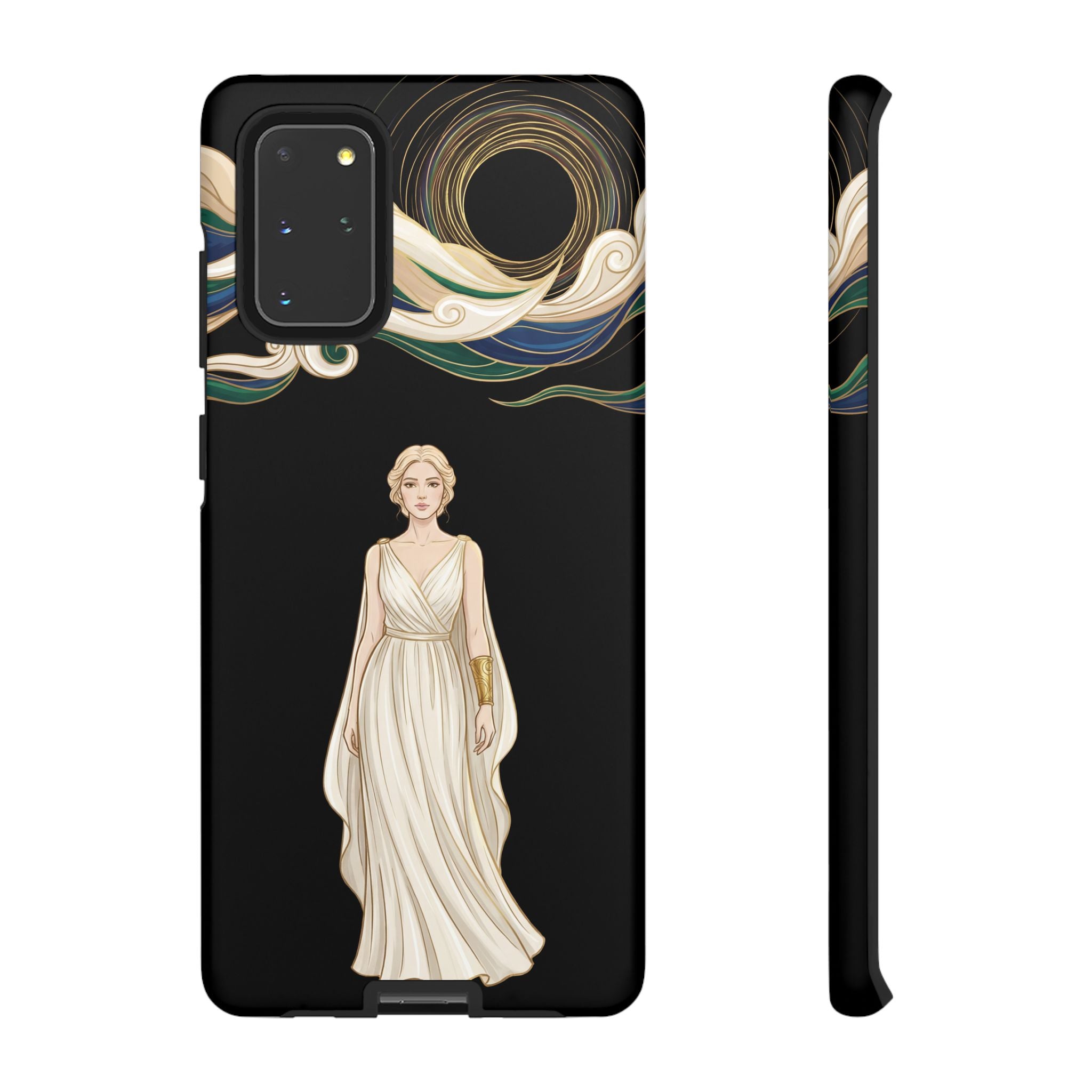 Art Nouveau Goddess Samsung Galaxy Phone Case | Elegant Woman Illustration on Black