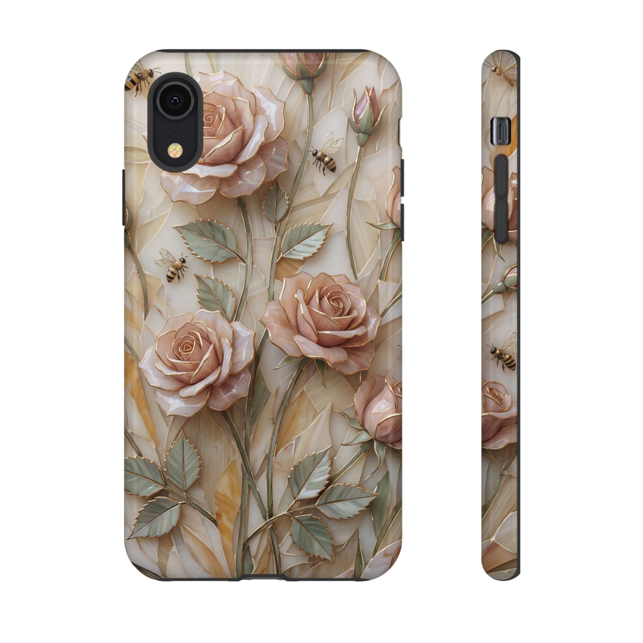 Vintage Blush Rose Floral Tough iPhone Protective Cover