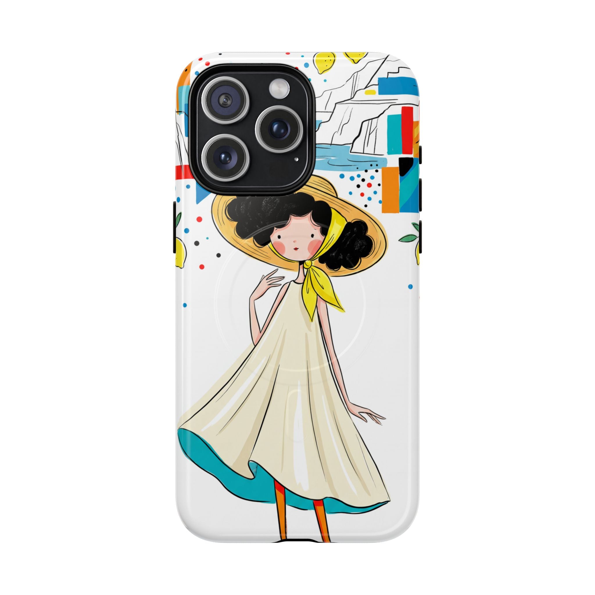 Cute Summer Girl MagSafe iPhone Case | Whimsical Coastal Illustration Protective Case