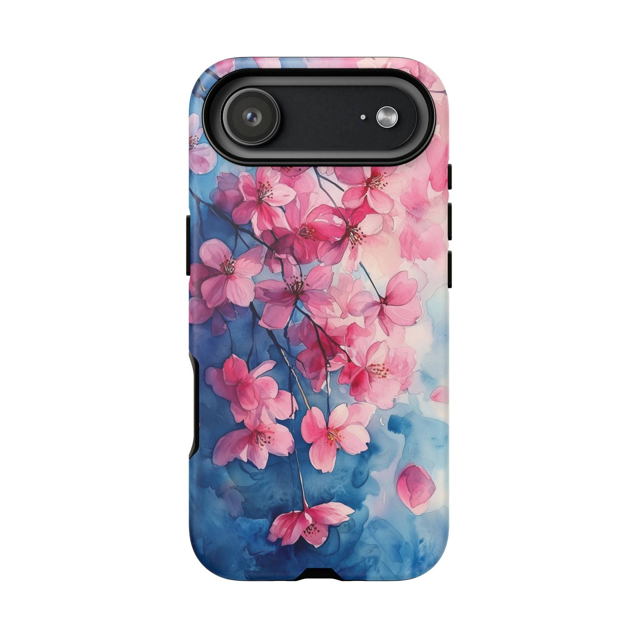 Floral Cherry Blossom iPhone Case | Pink Blue Watercolour