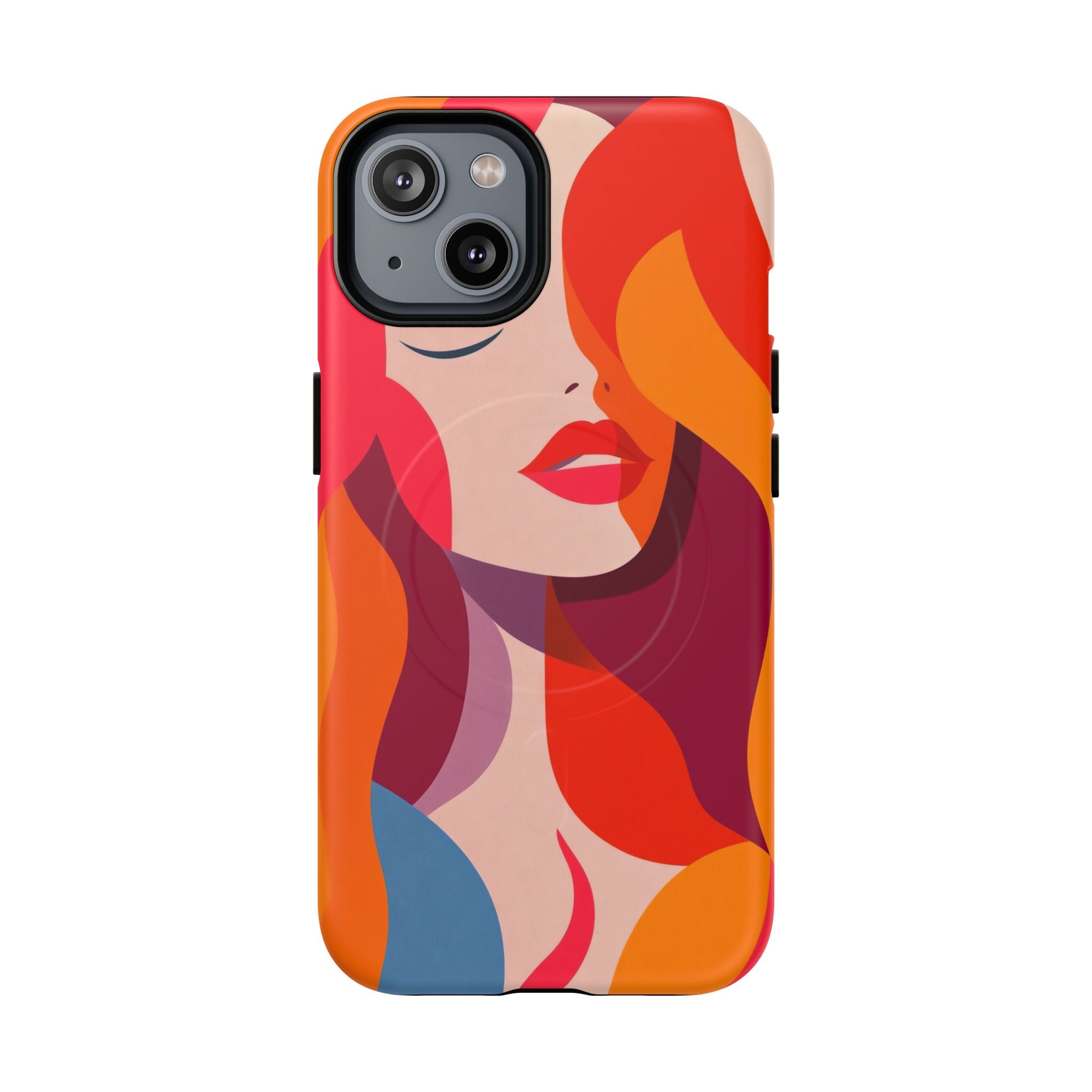 Custodia MagSafe per iPhone con donna pop art retrò | Ritratto astratto colorato e audace