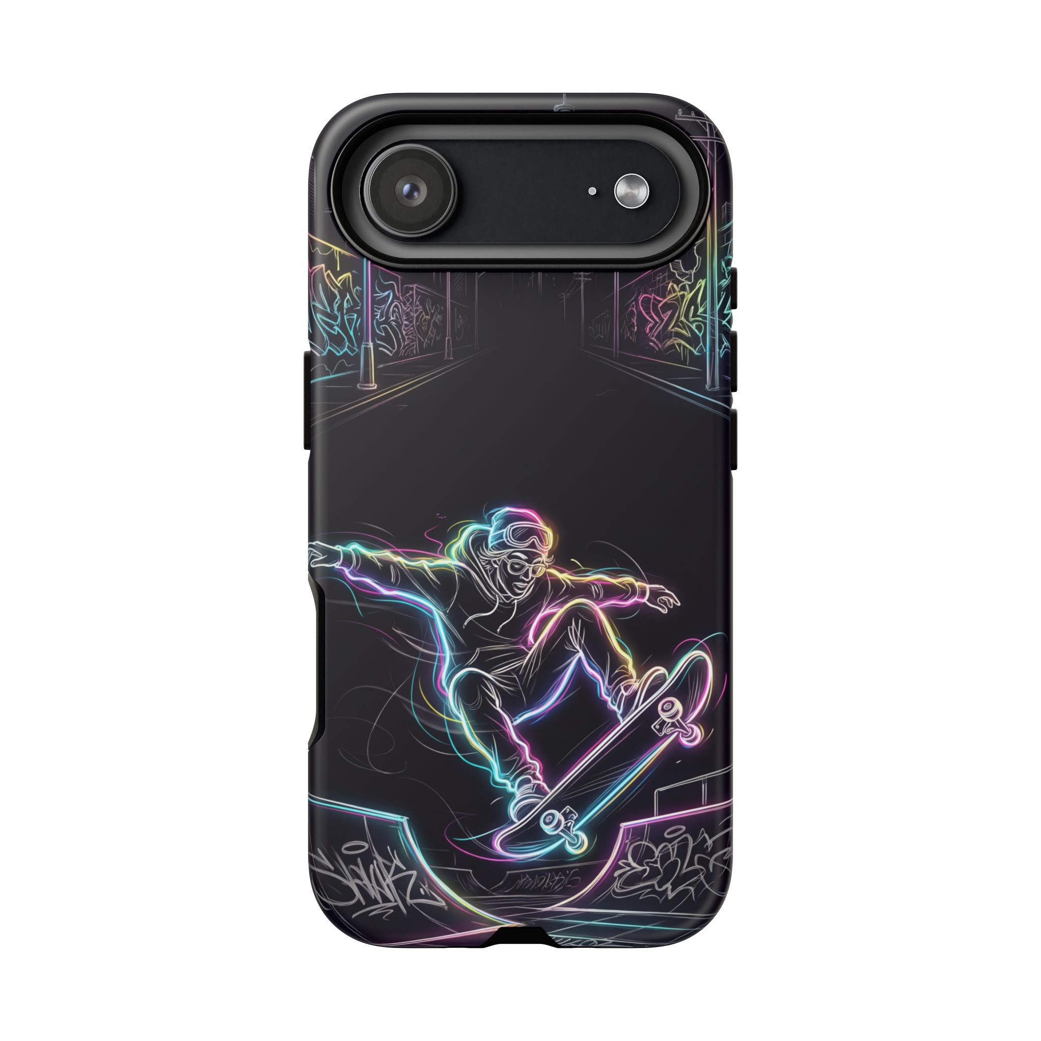 Neon Skateboard iPhone Case | Glow Skatepark Protective Cover