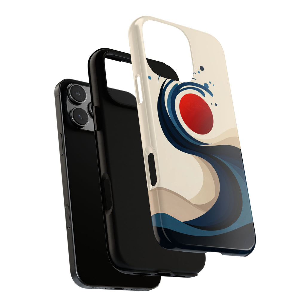 Abstract Wave iPhone Case | Red Sun Ocean Art