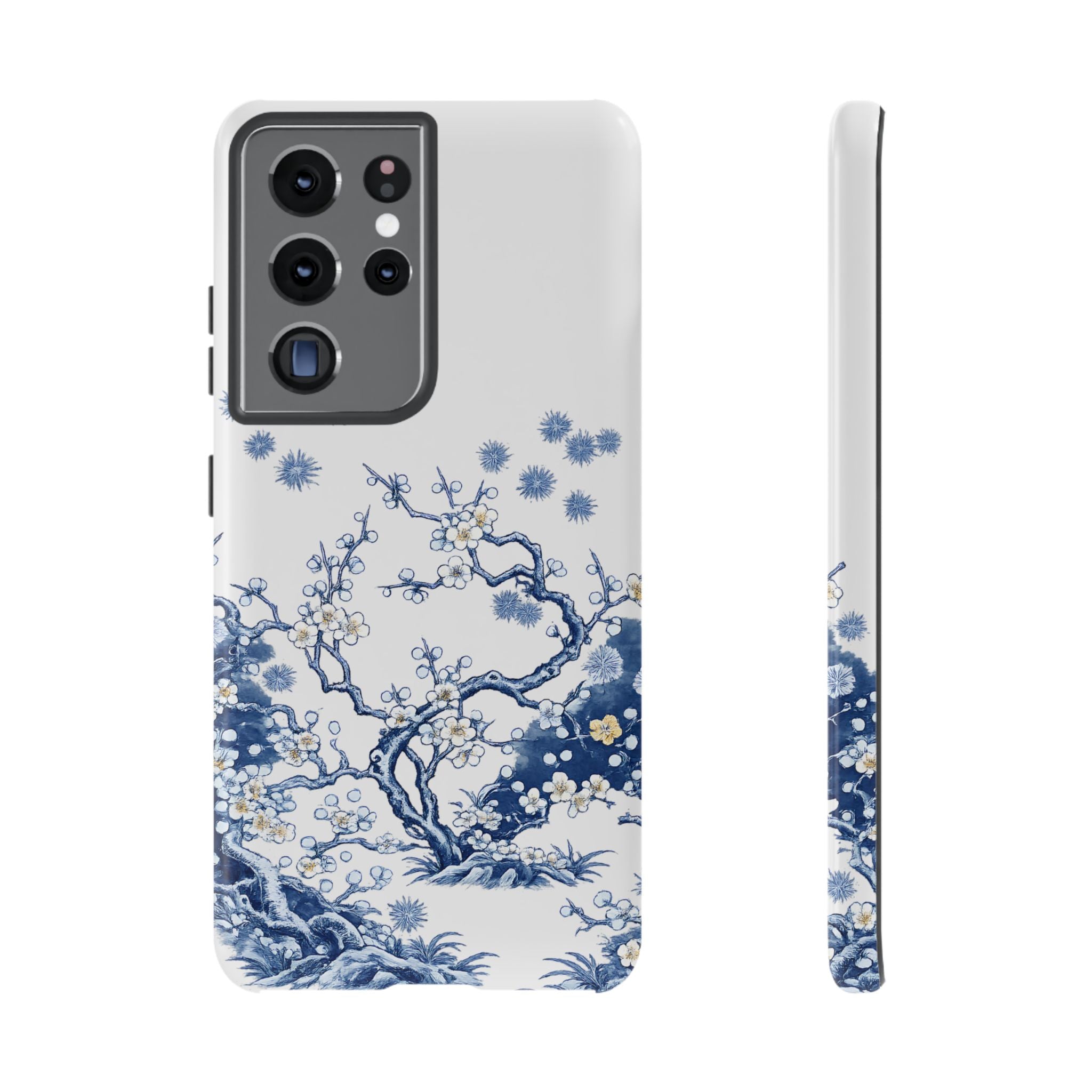 Vintage Blue White Porcelain Samsung Galaxy Phone Case | Chinoiserie Floral Tough Cover