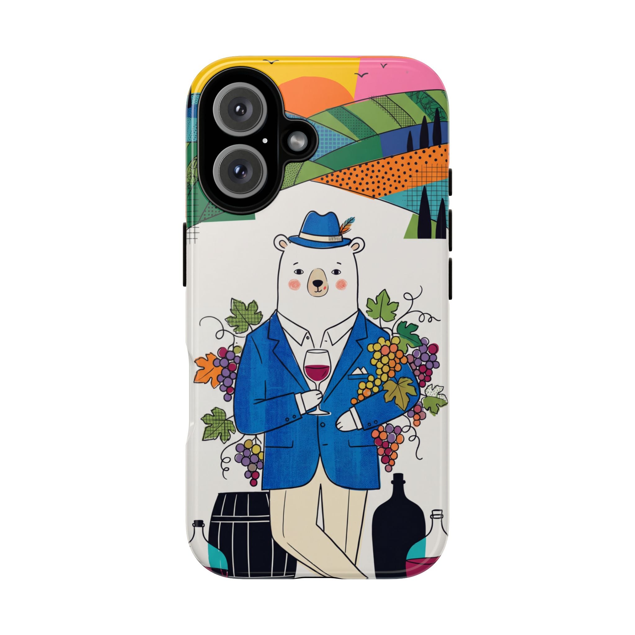 Dapper Polar Bear Wine Lover Illustrated Protective iPhone Case