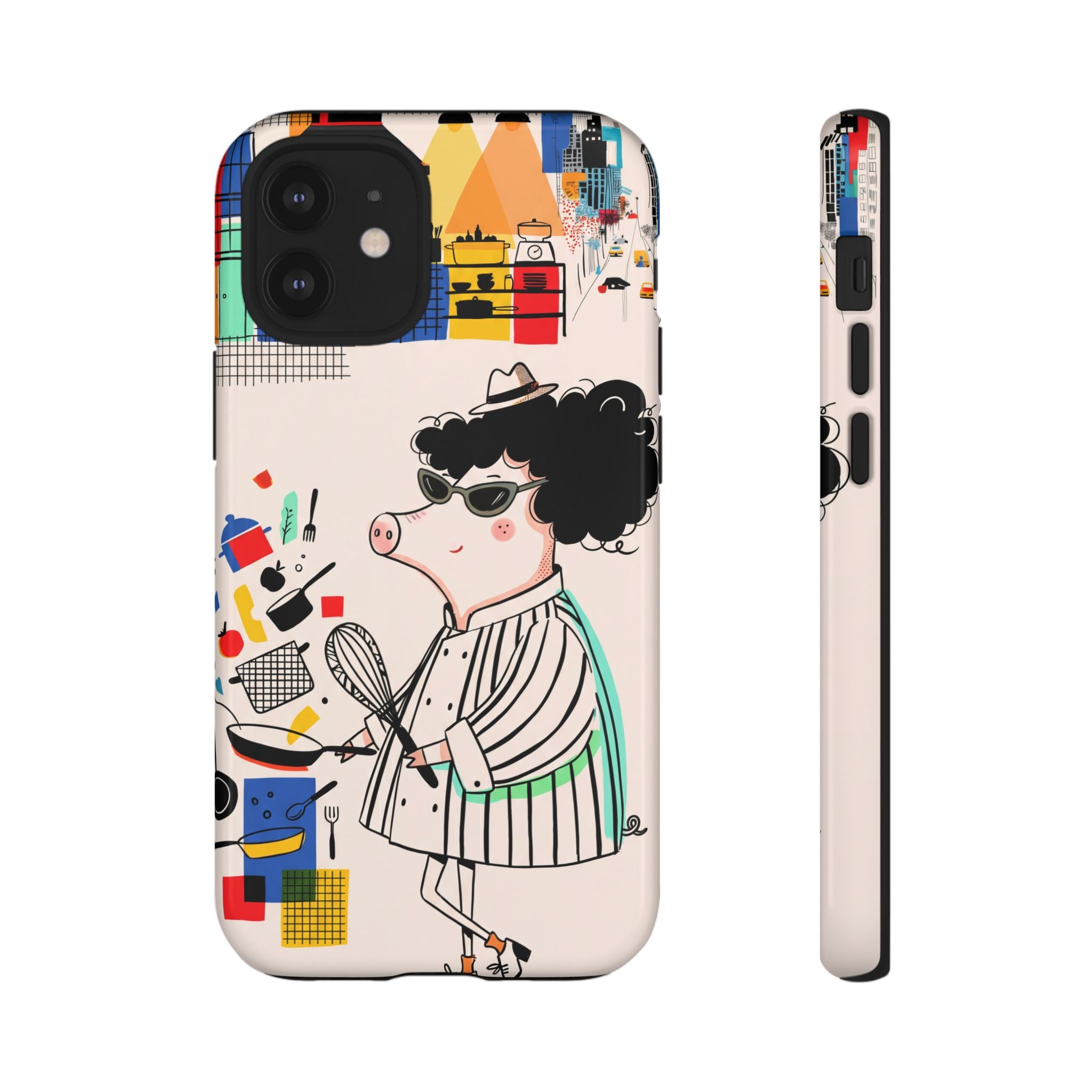 Cute Chef Pig iPhone Case | Quirky Cartoon Kitchen Art Tough Case