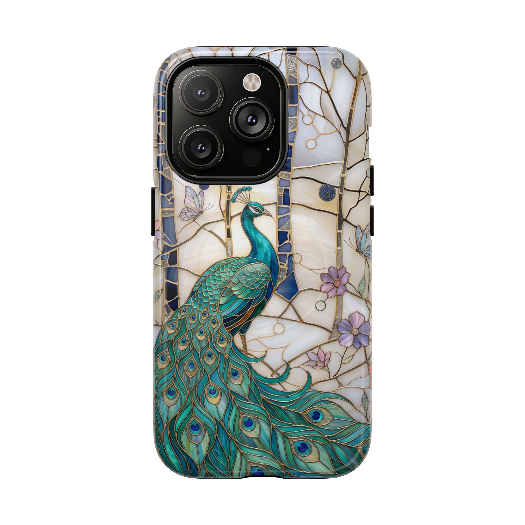 Peacock Stained Glass Tough MagSafe Phone Case