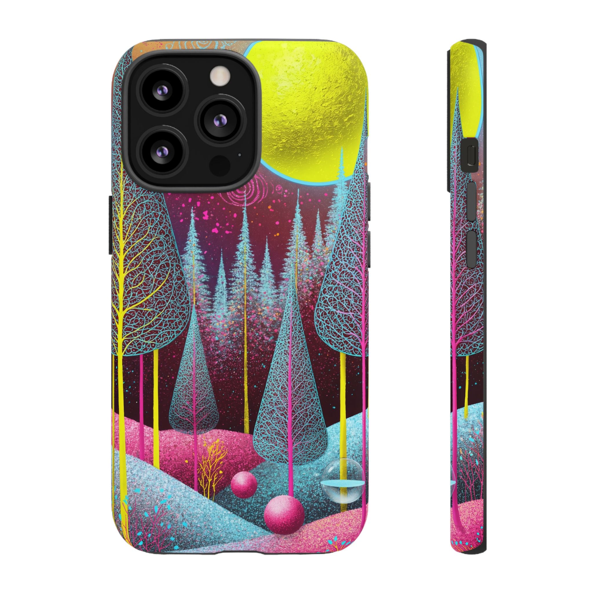 Neon Dreamscape Forest iPhone Case