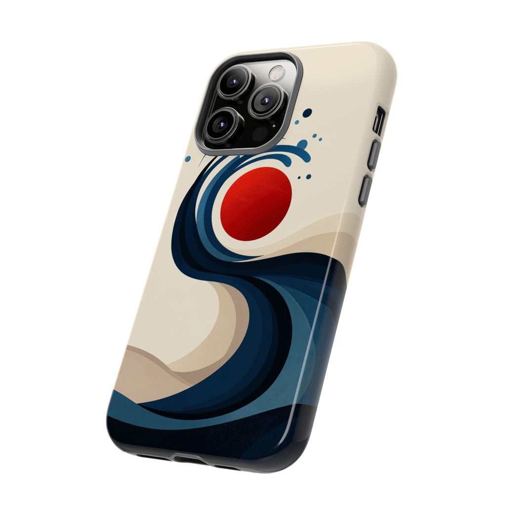 Abstract Wave iPhone Case | Red Sun Ocean Art