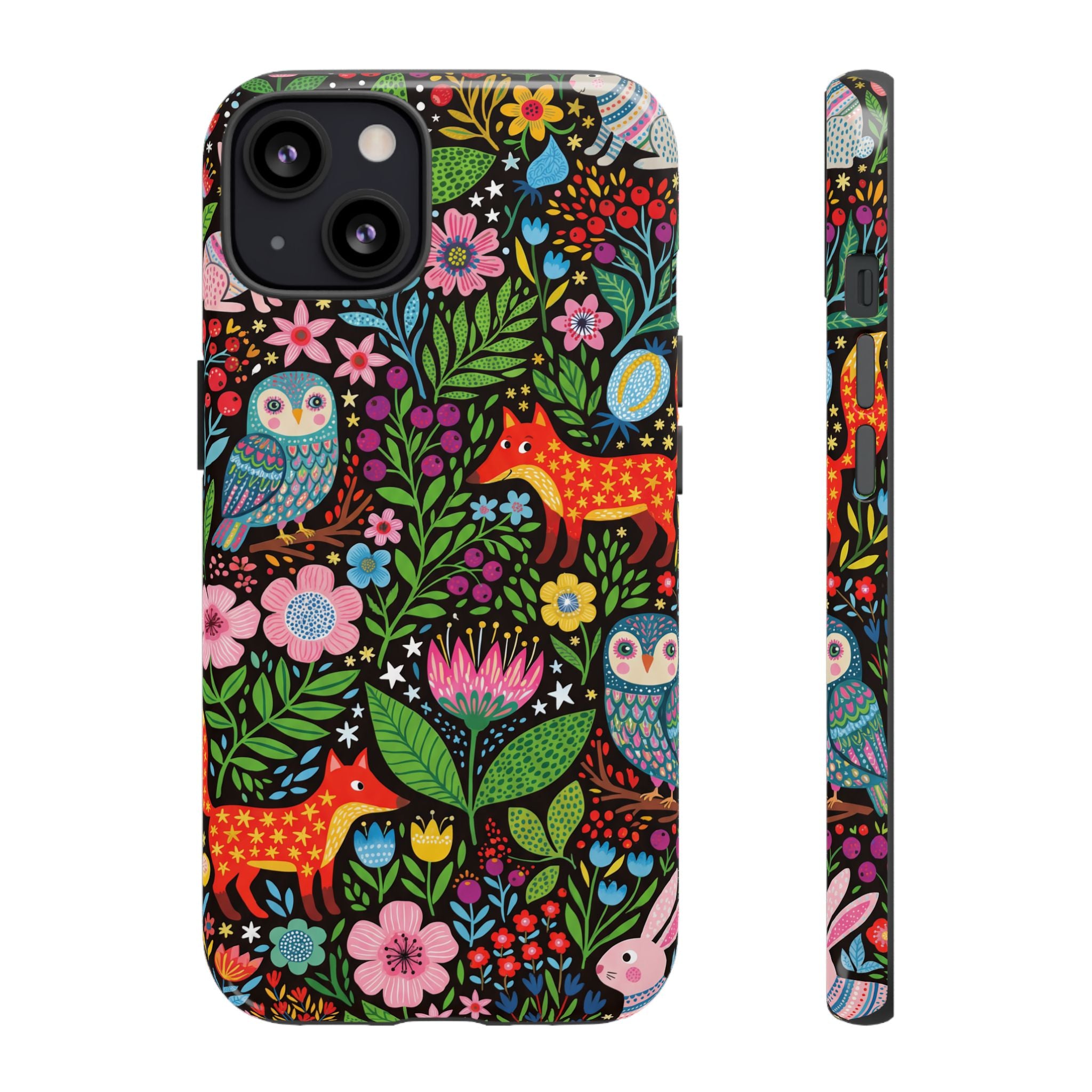 Floral Woodland iPhone Case | Colourful Fox & Owl Protective Cover