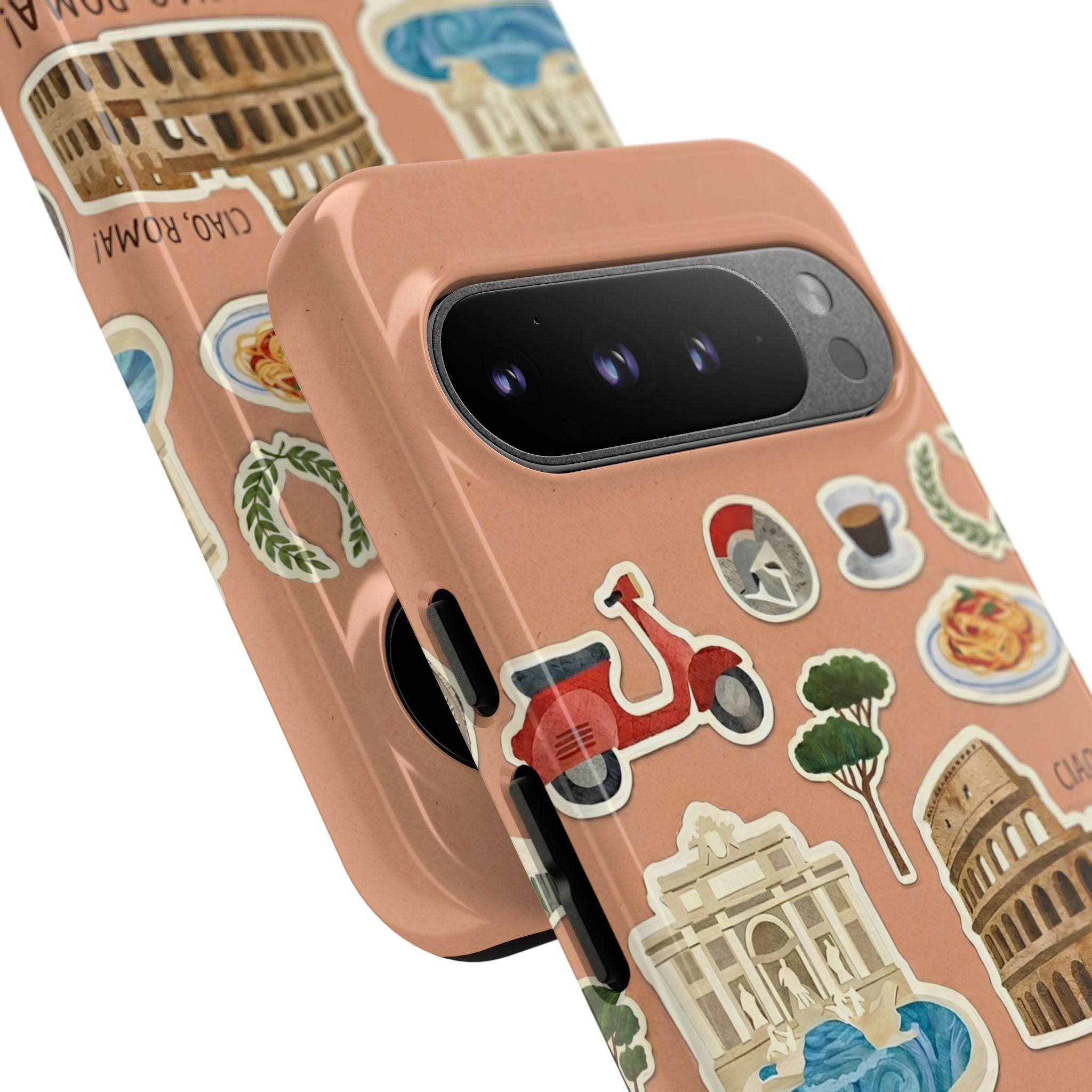 Rome Italy Travel Tough Google Pixel Phone Case | Terracotta Scrapbook Sticker Cover