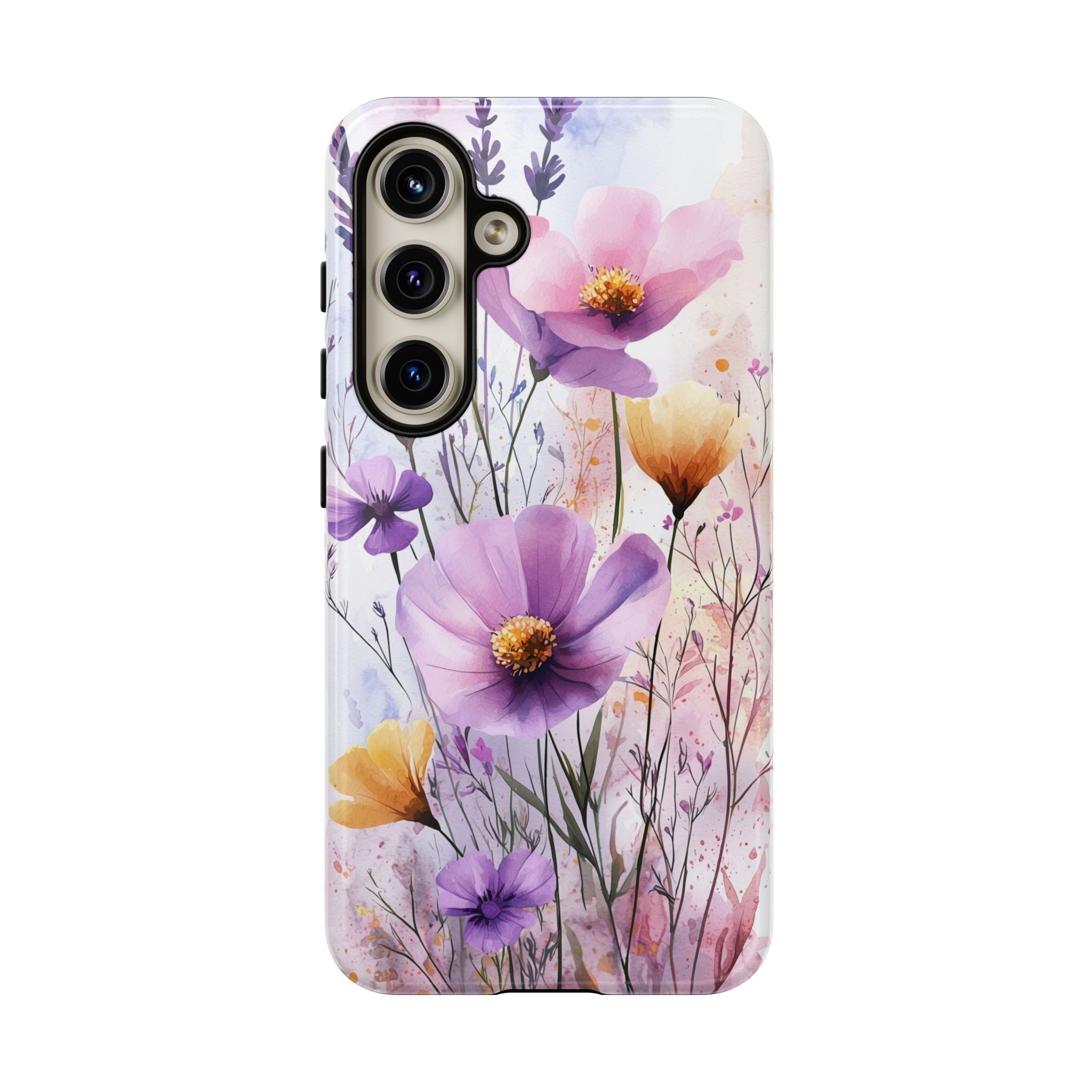 Floral Watercolour Tough Samsung Galaxy Case | Purple & Yellow Wildflowers