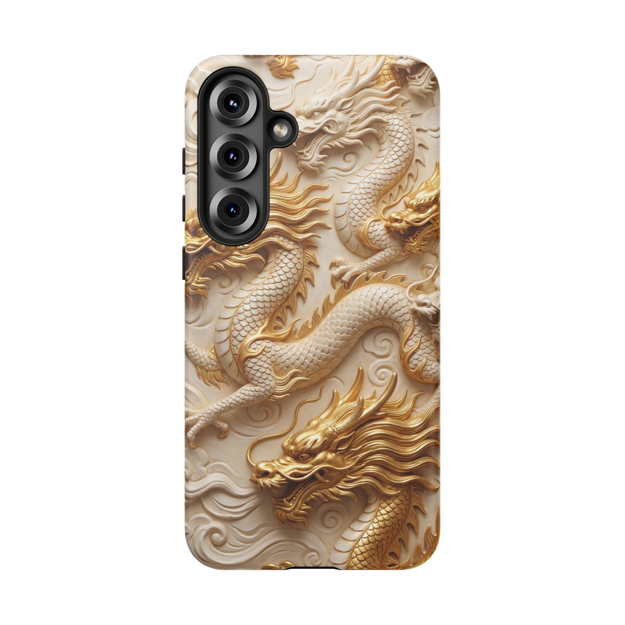 Dragon Relief Samsung Galaxy Case — Gold Carved Dragon Protective Cover