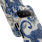 Custodia per telefono Google Pixel Scimmia Zodiaco Asiatico | Custodia protettiva artistica in porcellana blu e bianca | Regalo Anno della Scimmia